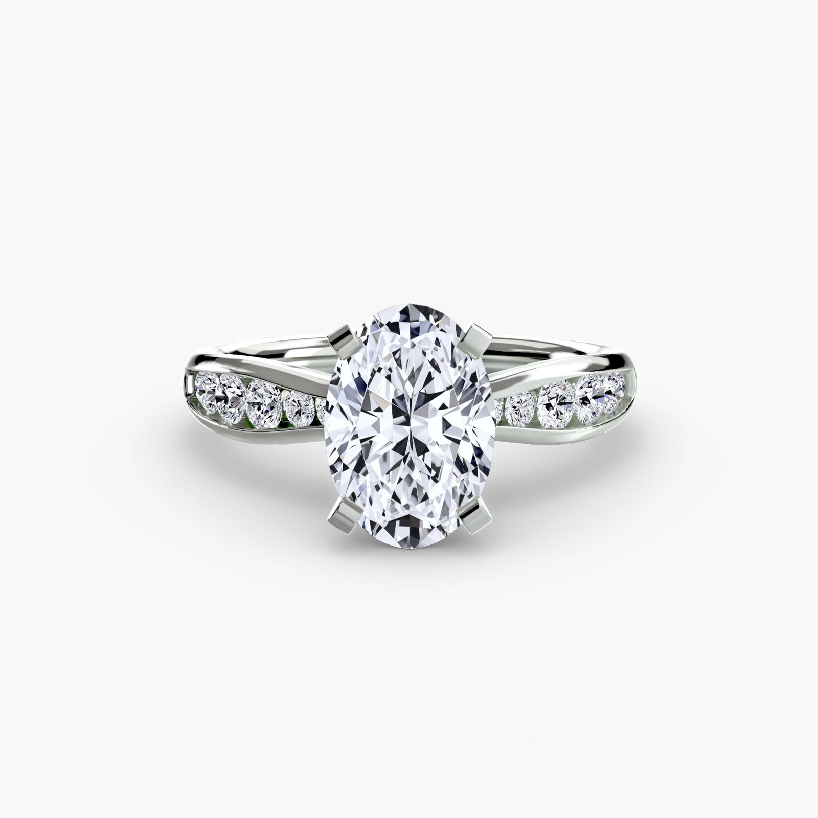 Pave Oval 950 Platinum Ring Setting - 2
