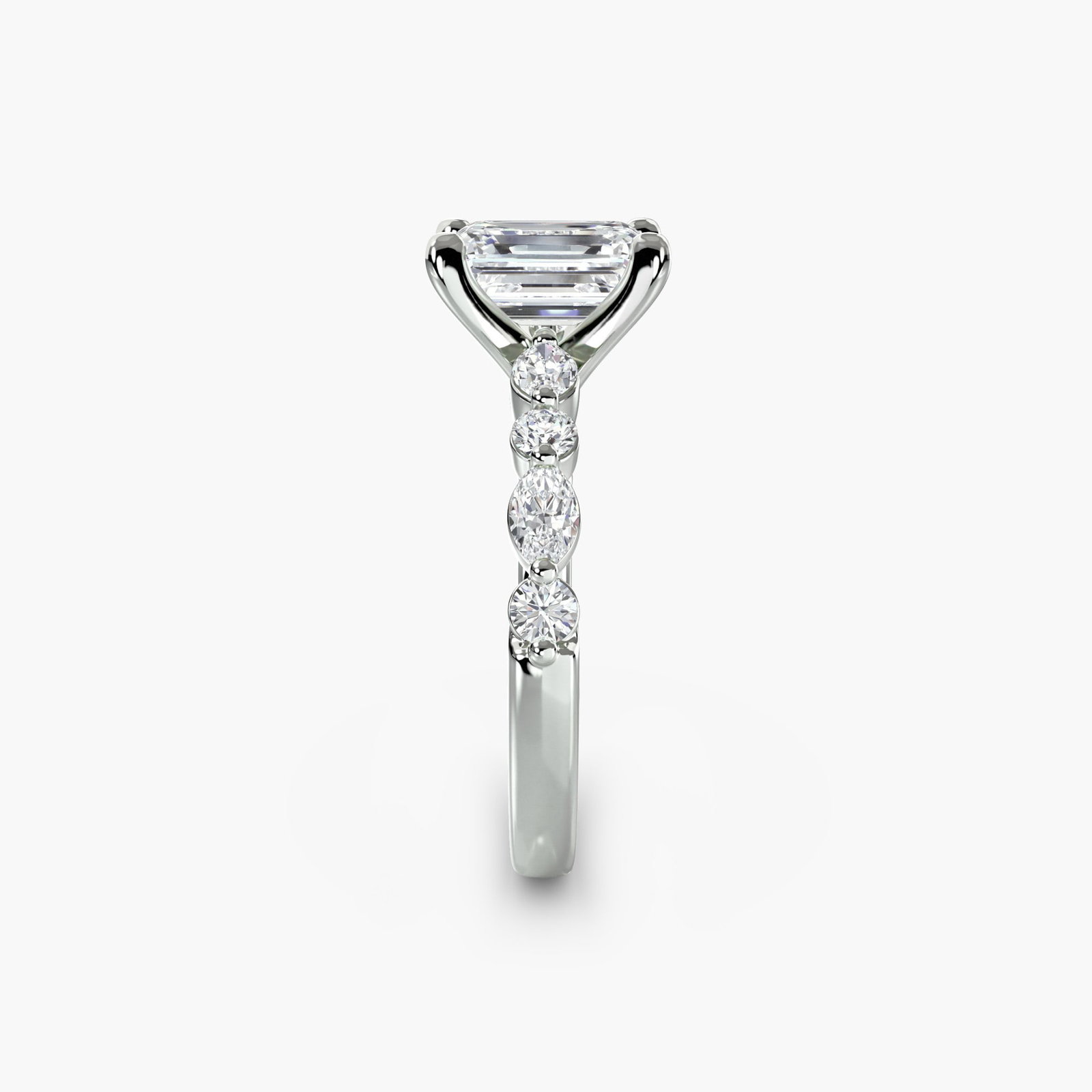 Pave Emerald 950 Platinum Ring Setting - 3