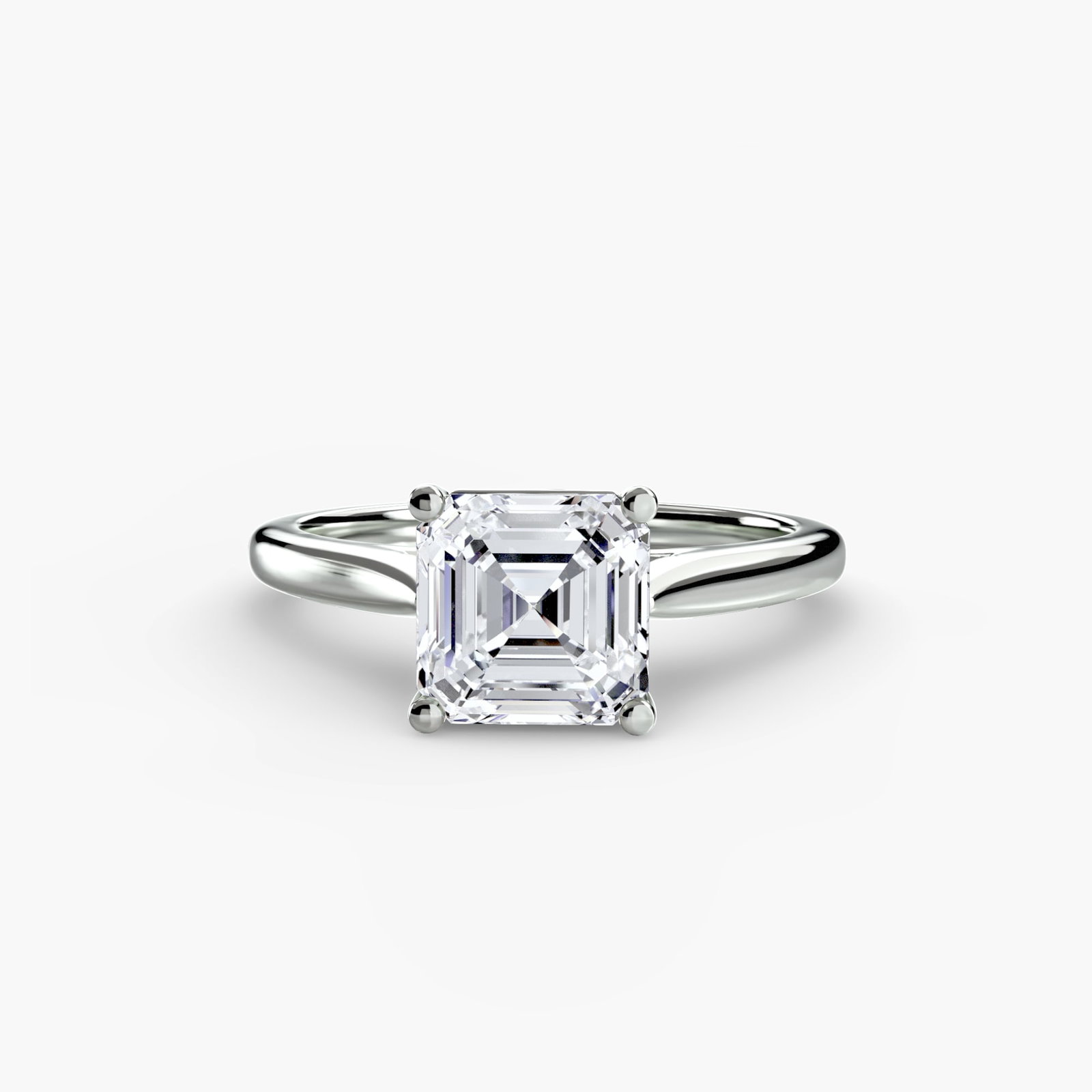 Solitaire Asscher 18Kt White Gold Ring Setting - 2