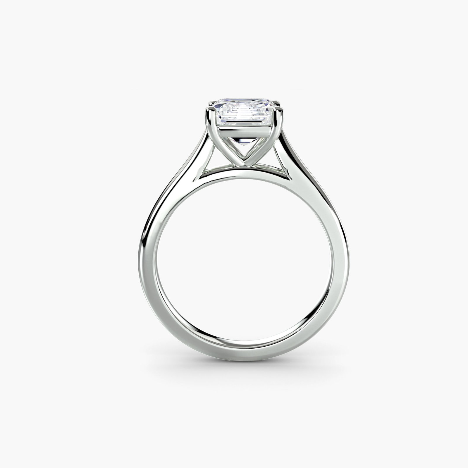 Solitaire Asscher 18Kt White Gold Ring Setting - 4