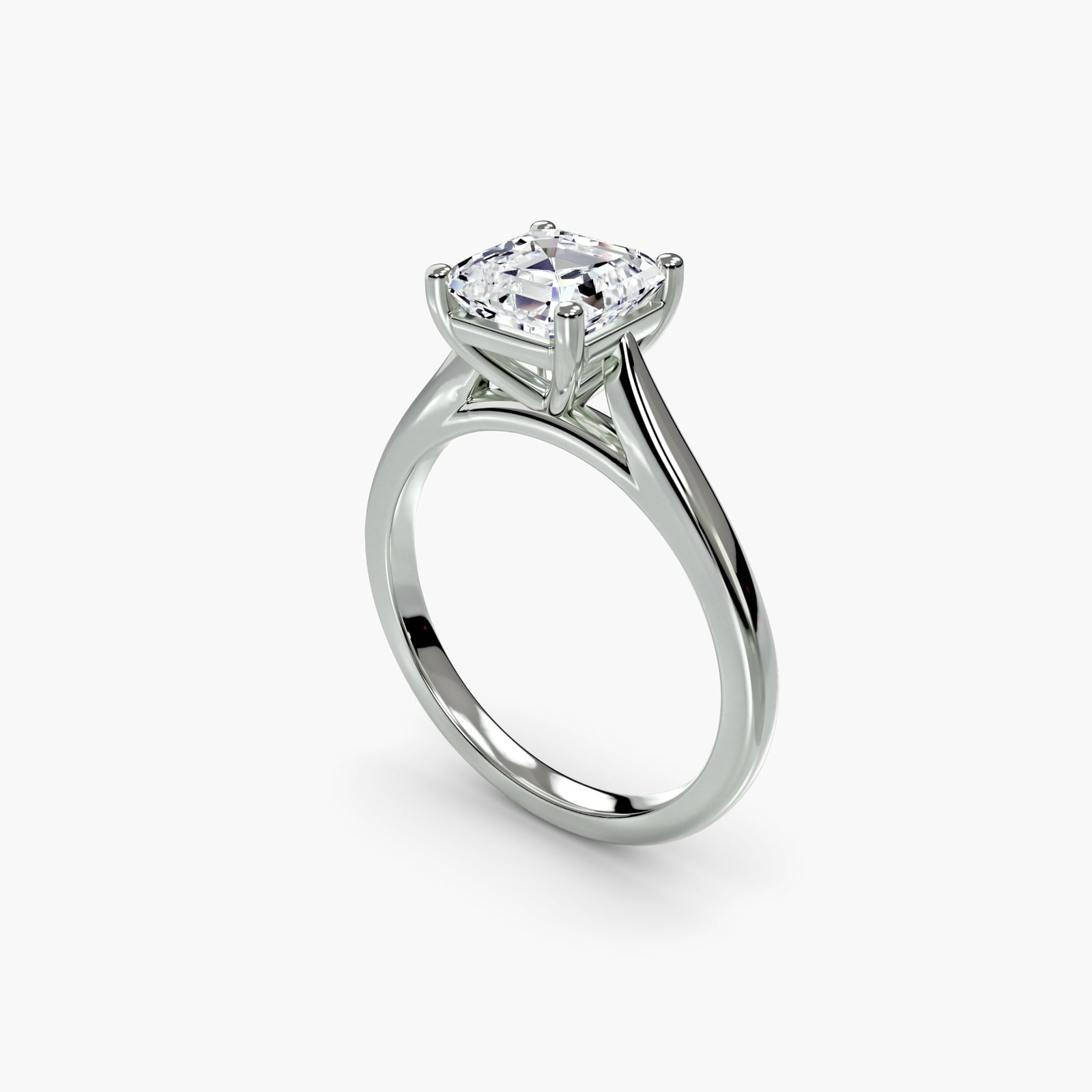 Solitaire Asscher 18Kt White Gold Ring Setting - 5