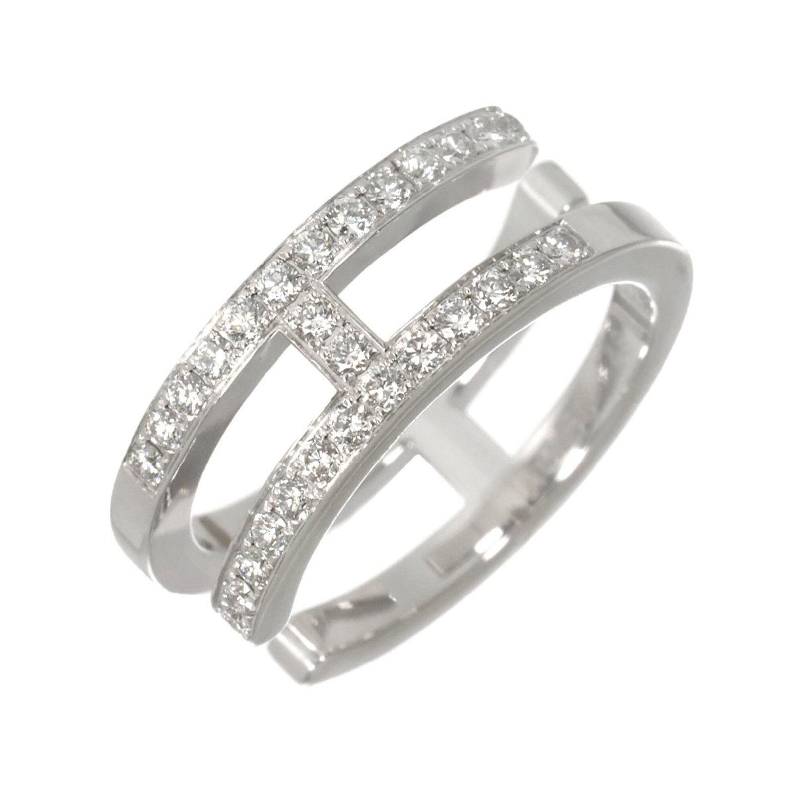 Hermes Band Ring White Gold (18K): Hermes Band Ring White Gold (18K) White Gold (18K) Band Ring from Hermes, featuring a classic design in 48mm size. This used item is in like new condition with hardly any traces of usage, making it a
