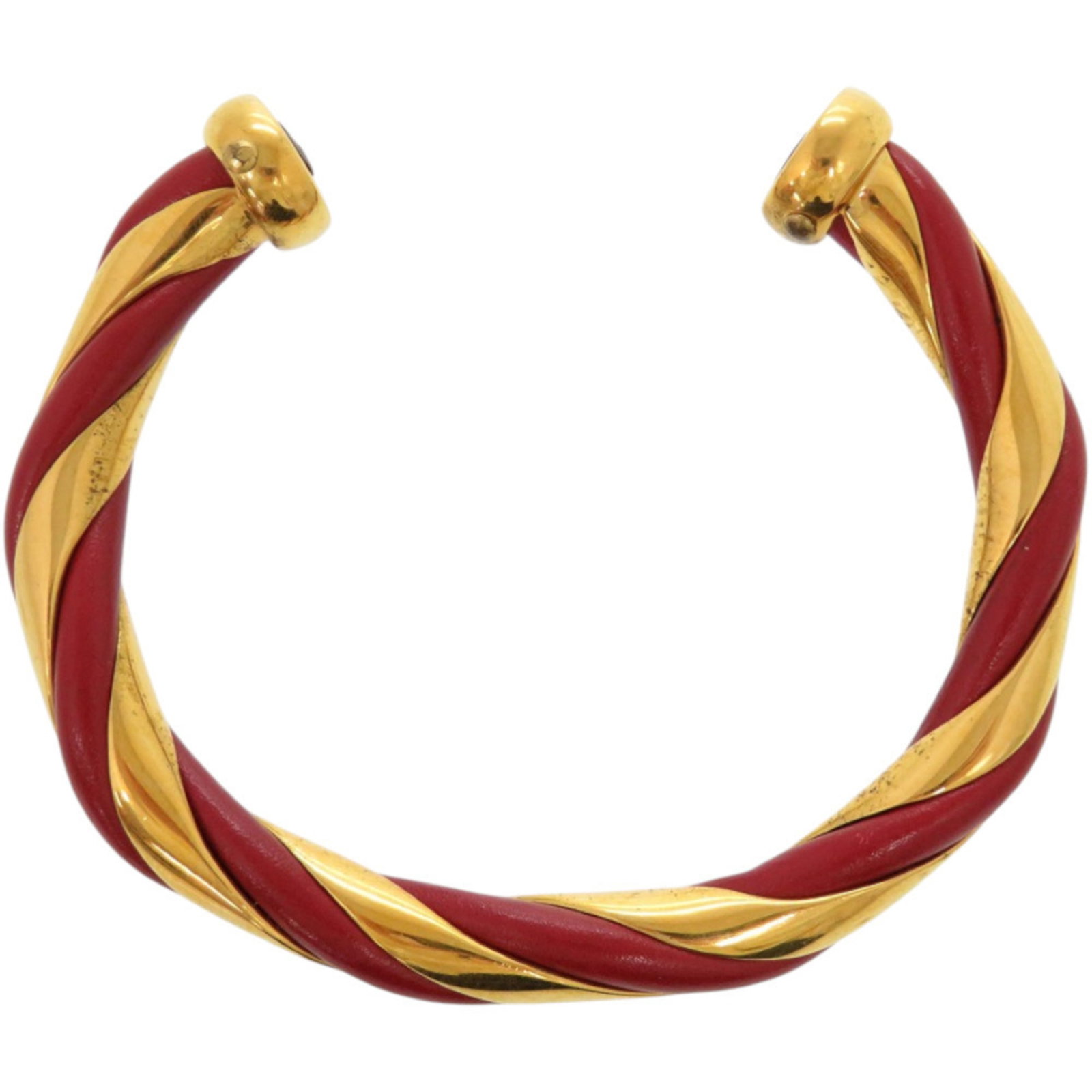 Metal leather bangle Hermes - 3