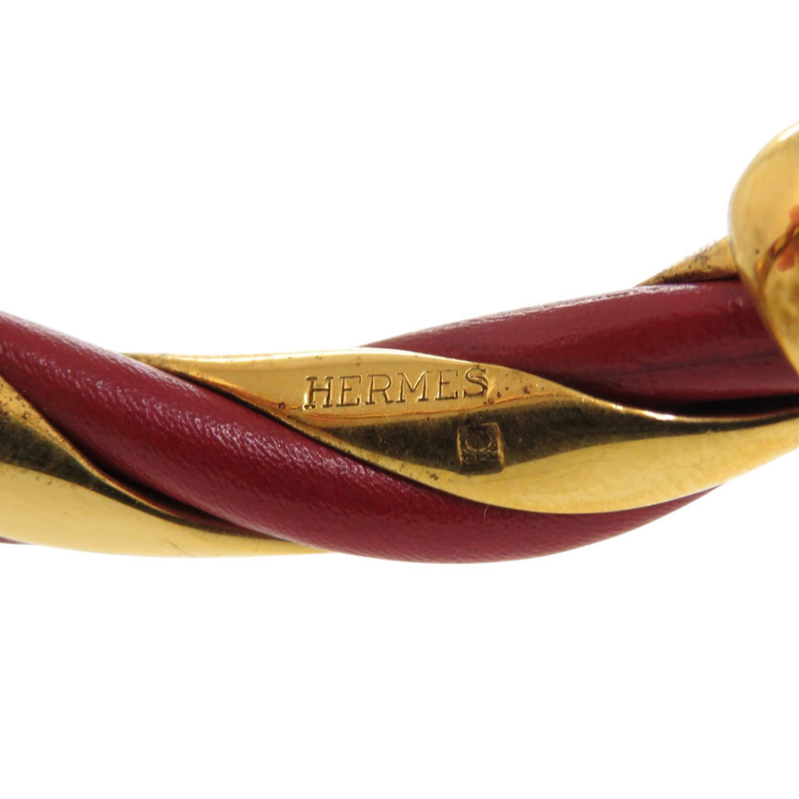 Metal leather bangle Hermes - 8
