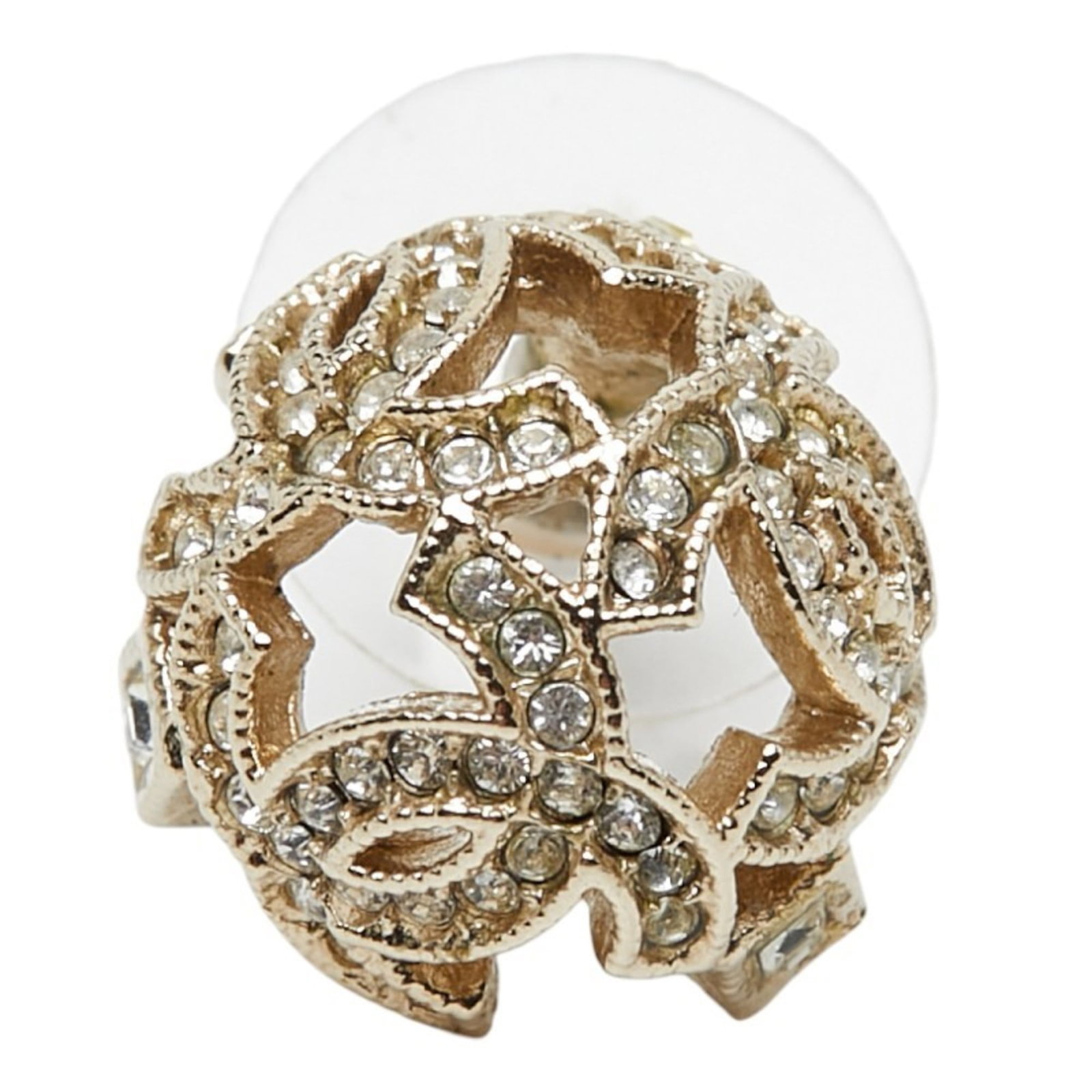 Chanel Coco Mark Earrings (Single Earring) Gold Plated With Rhinestones Women'S (1 of 7)