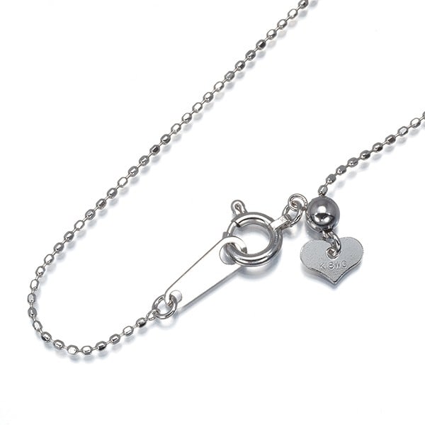 Cut 18K White Gold Ball Bead Chain Necklace 45cm 750: Cut 18K White Gold Ball Bead Chain Necklace 45cm 750 18k White Gold Ball Bead Chain Necklace, 45cm long. This elegant necklace showcases an 18k white gold chain with a classic ball bead design, crafte