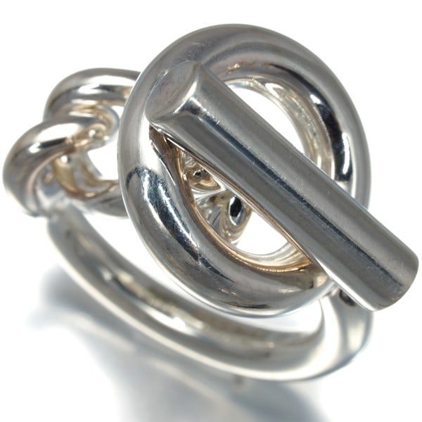 Hermes Ring Croisette Eu55 925 Sterling Silver: Hermes Ring Croisette Eu55 925 Sterling Silver Sterling silver Croisette ring from Hermes, featuring a sleek design with no main stone. Made from high-quality 925 metal, this elegant ring showcases th