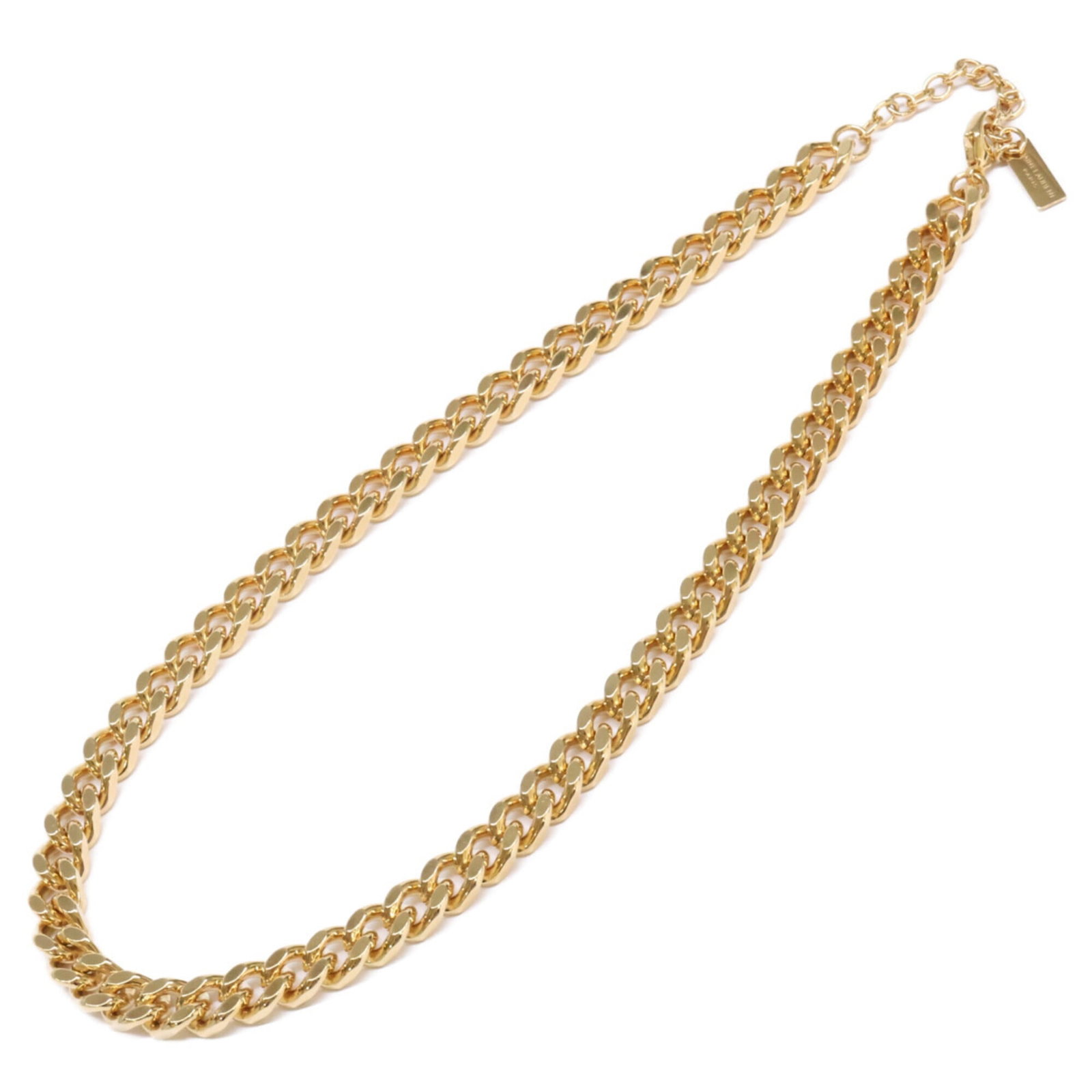 Saint Laurent Paris Women'S Curved Medium Gold Necklace: Saint Laurent Paris Women'S Curved Medium Gold Necklace 41 cm gold brass curved medium necklace from Yves Saint Laurent Paris, in mint condition with like new details. This used item boasts a distinct