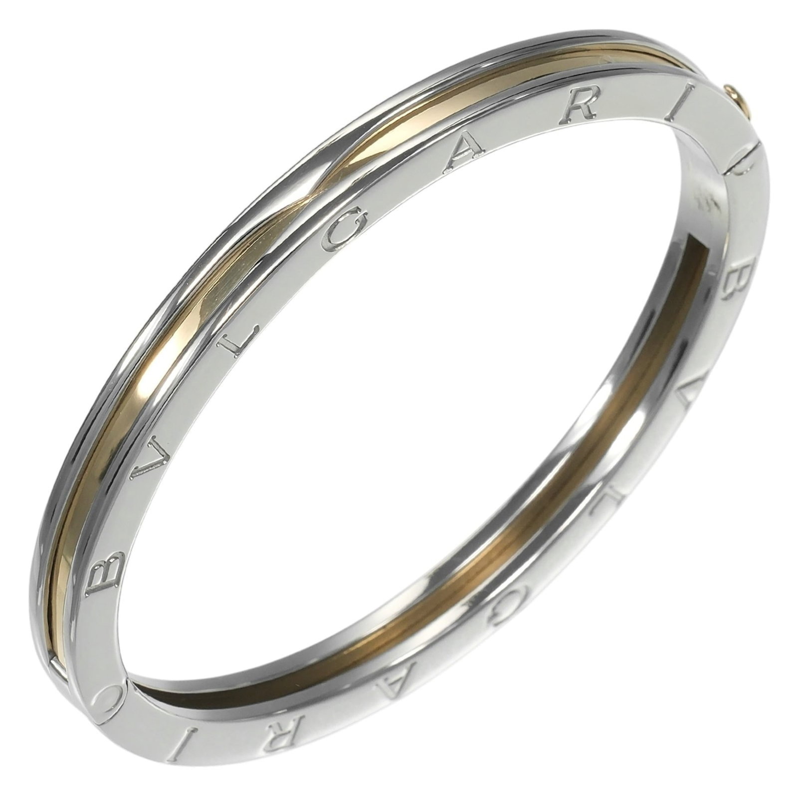 Bvlgari Charm Bracelet Stainless Steel Yellow Gold (18K): Bvlgari Charm Bracelet Stainless Steel Yellow Gold (18K) Stainless Steel and Yellow Gold (18K) Bvlgari Charm Bracelet - A stylish accessory with a touch of luxury, featuring the iconic charm bracelet