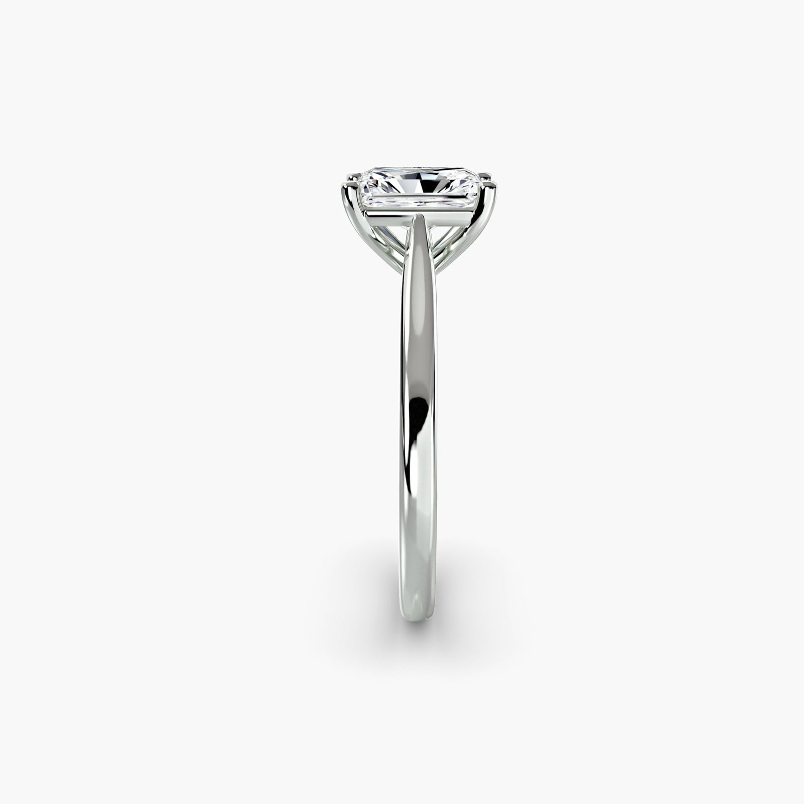 Solitaire Radiant 14Kt White Gold Ring Setting - 3