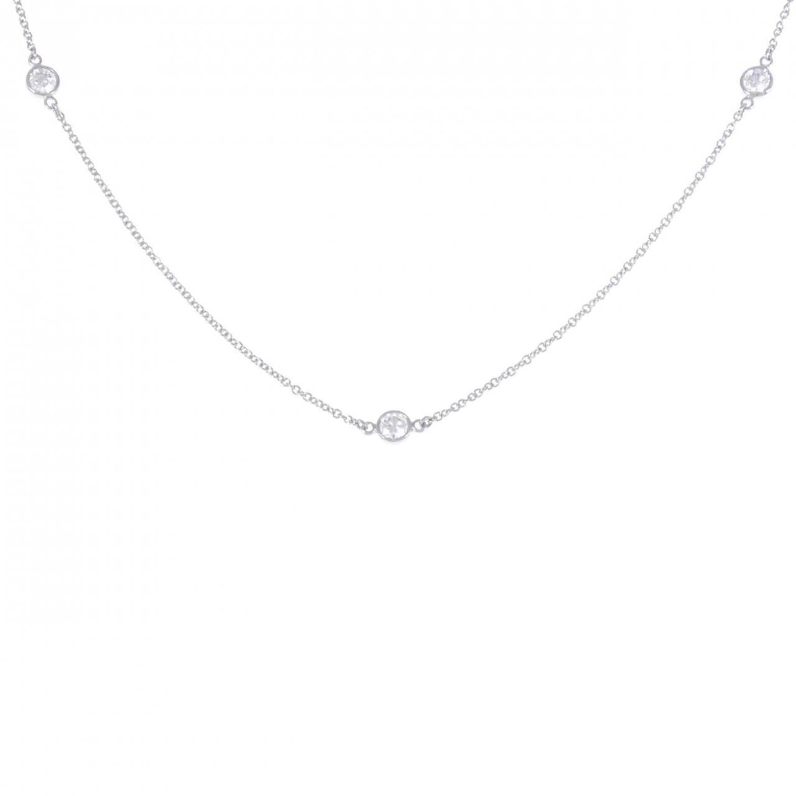 Tiffany By The Yard 3P Necklace: Tiffany By The Yard 3P Necklace Platinum Tiffany necklace with a stunning diamond pendant, weighing 2.7g and measuring 3.8mm in diameter. The necklace features a subtle 1mm width and falls comfortably