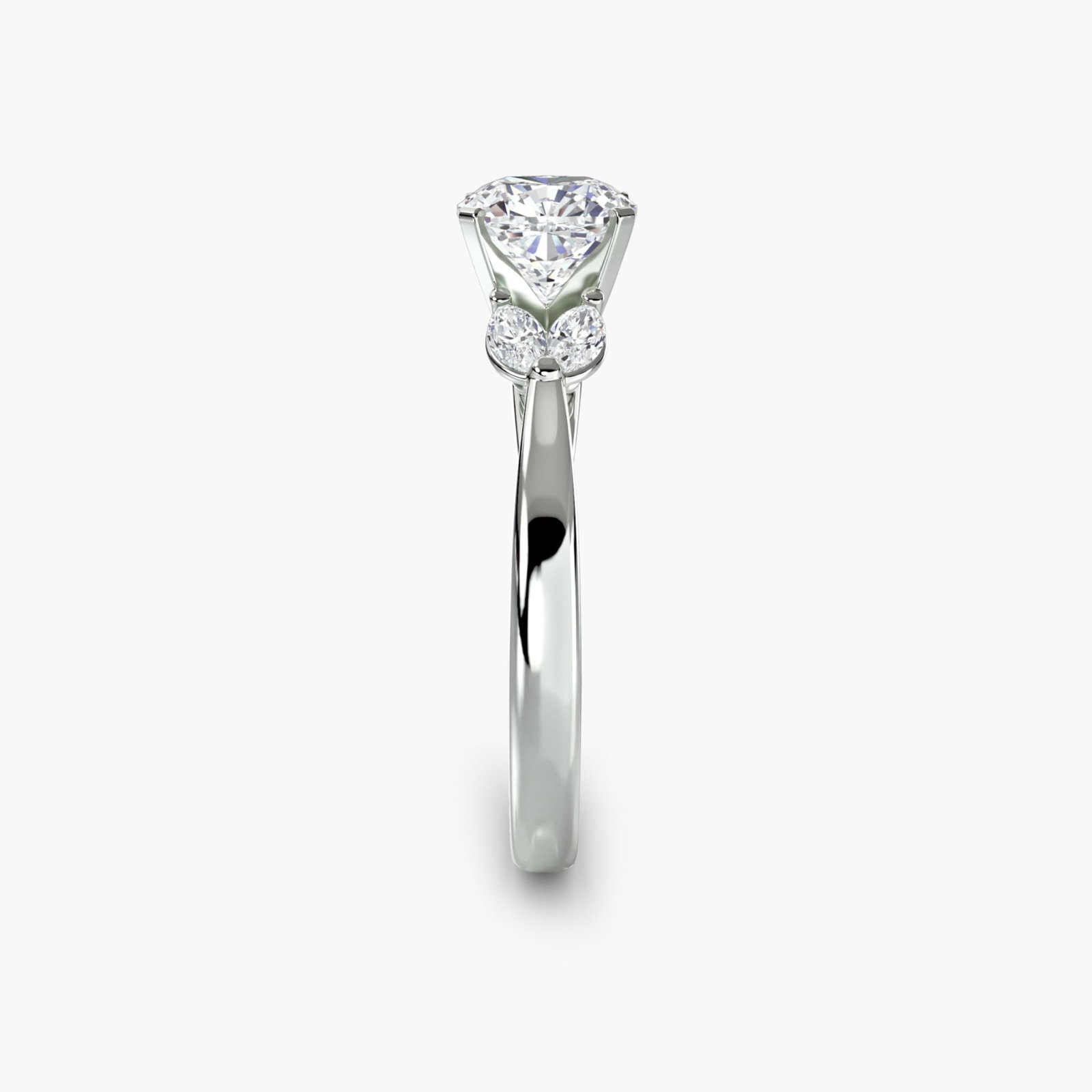 Side Stone Cushion 950 Platinum Ring Setting - 3