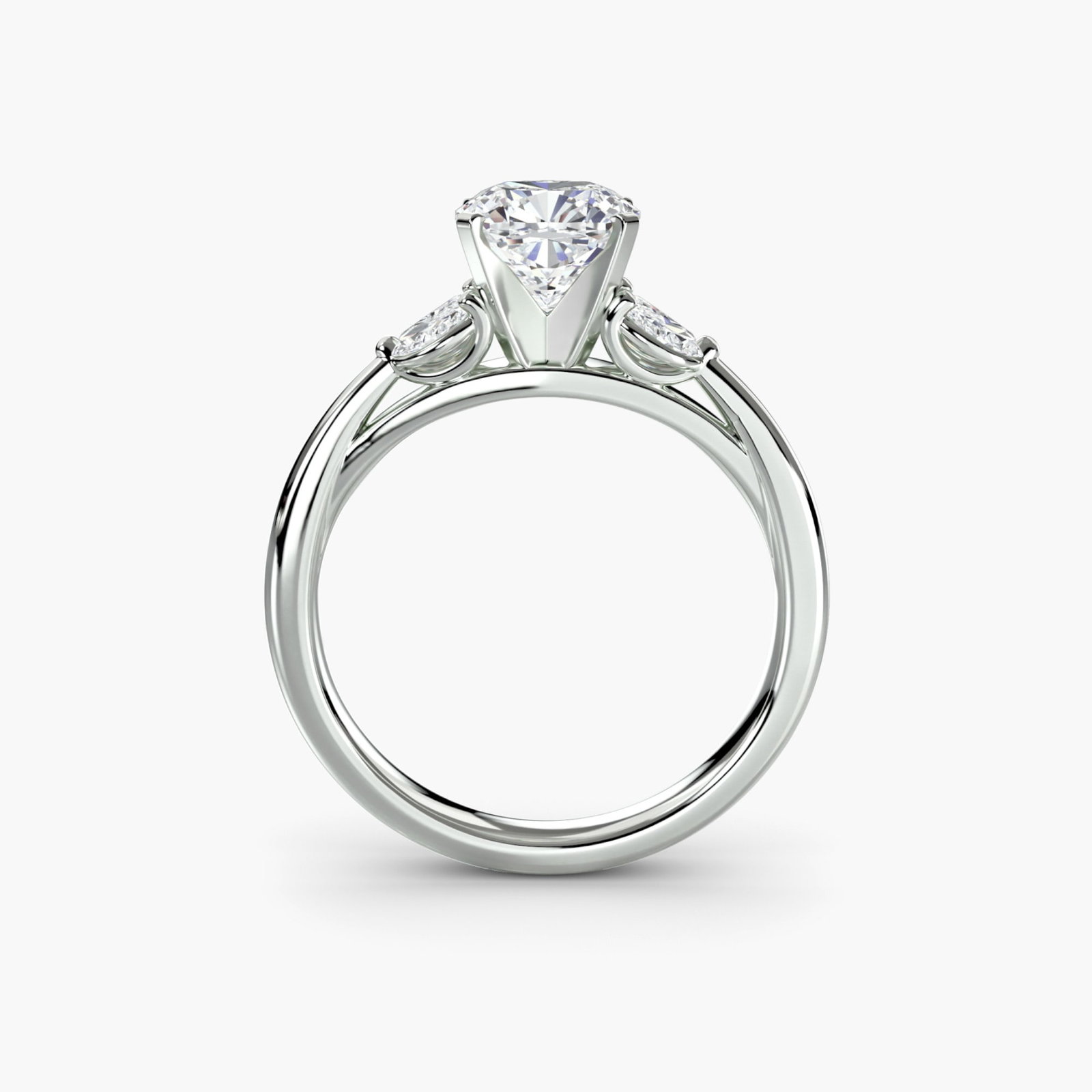 Side Stone Cushion 950 Platinum Ring Setting - 4