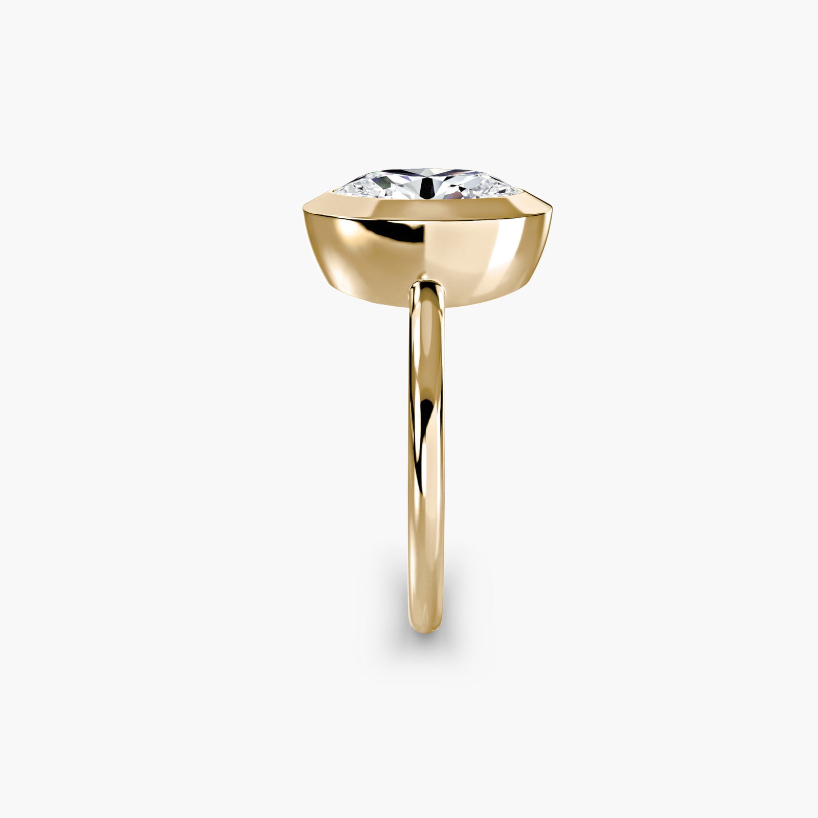 Solitaire Oval 14Kt Yellow Gold Ring Setting - 3