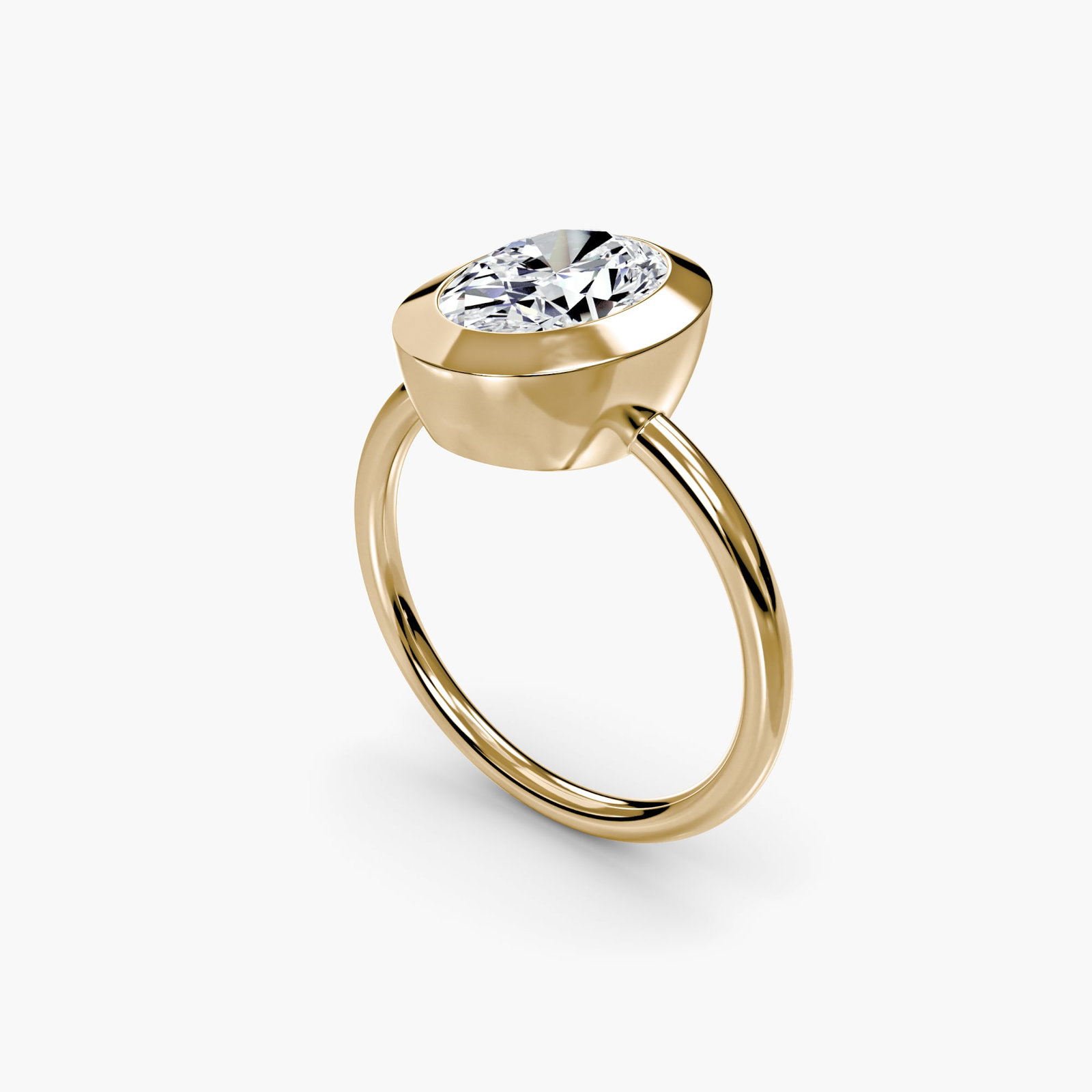 Solitaire Oval 14Kt Yellow Gold Ring Setting - 5