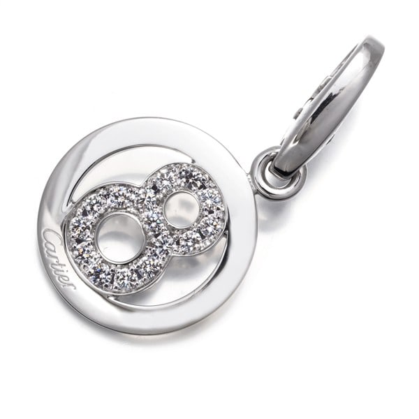 Diamond Pendant Charm Number 8 White Gold 18K Cartier: Diamond Pendant Charm Number 8 White Gold 18K Cartier 18k White Gold Diamond Pendant Charm from Cartier. This elegant charm features a natural diamond set in an 18k white gold pendant, showcasing the 