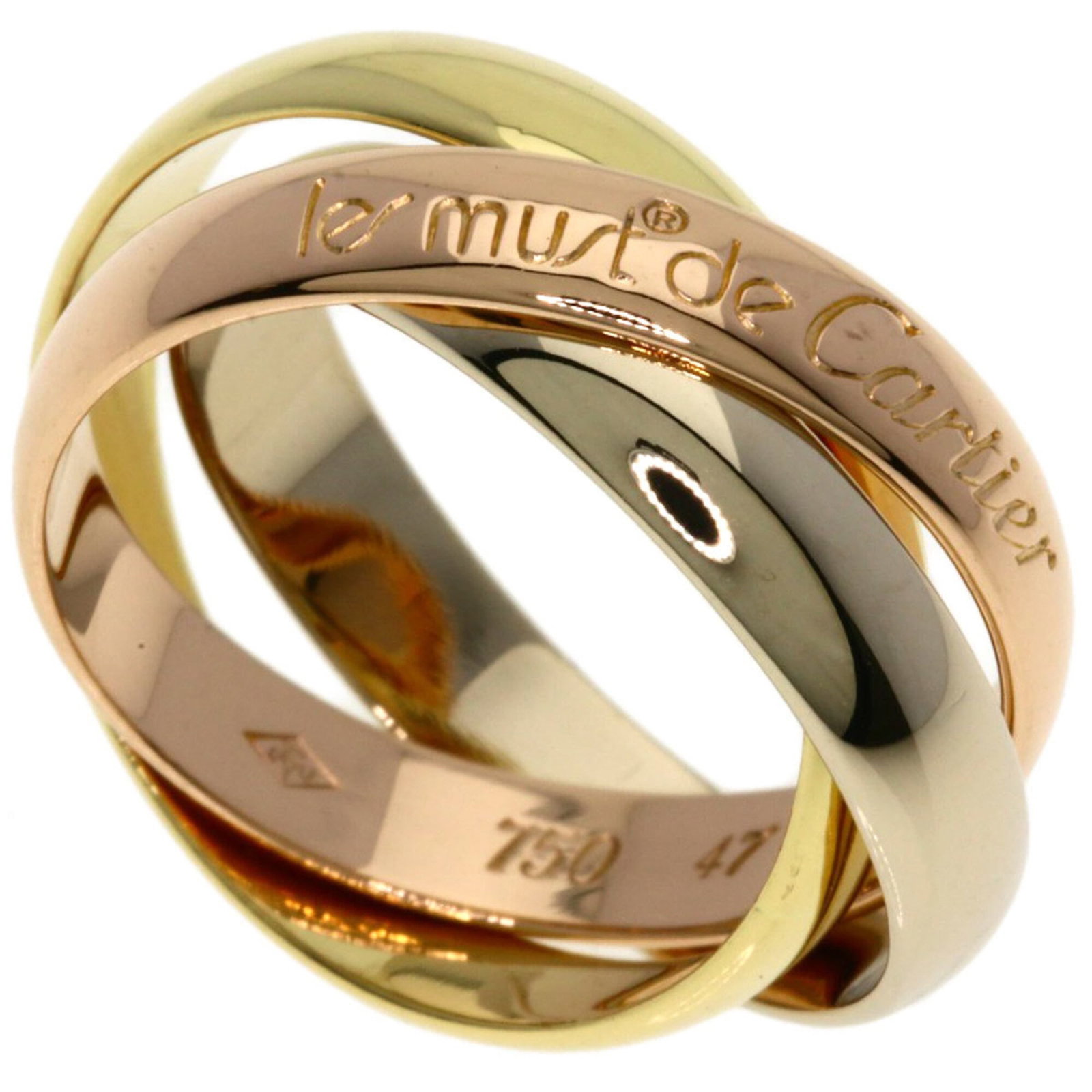 Women's 18k yellow gold ring #47 with 18k white pink gold.: Women's 18k yellow gold ring #47 with 18k white pink gold. 18k yellow gold ring #47 with a touch of elegance, featuring a subtle accent of 18k white pink gold. This Cartier piece boasts a classic desi