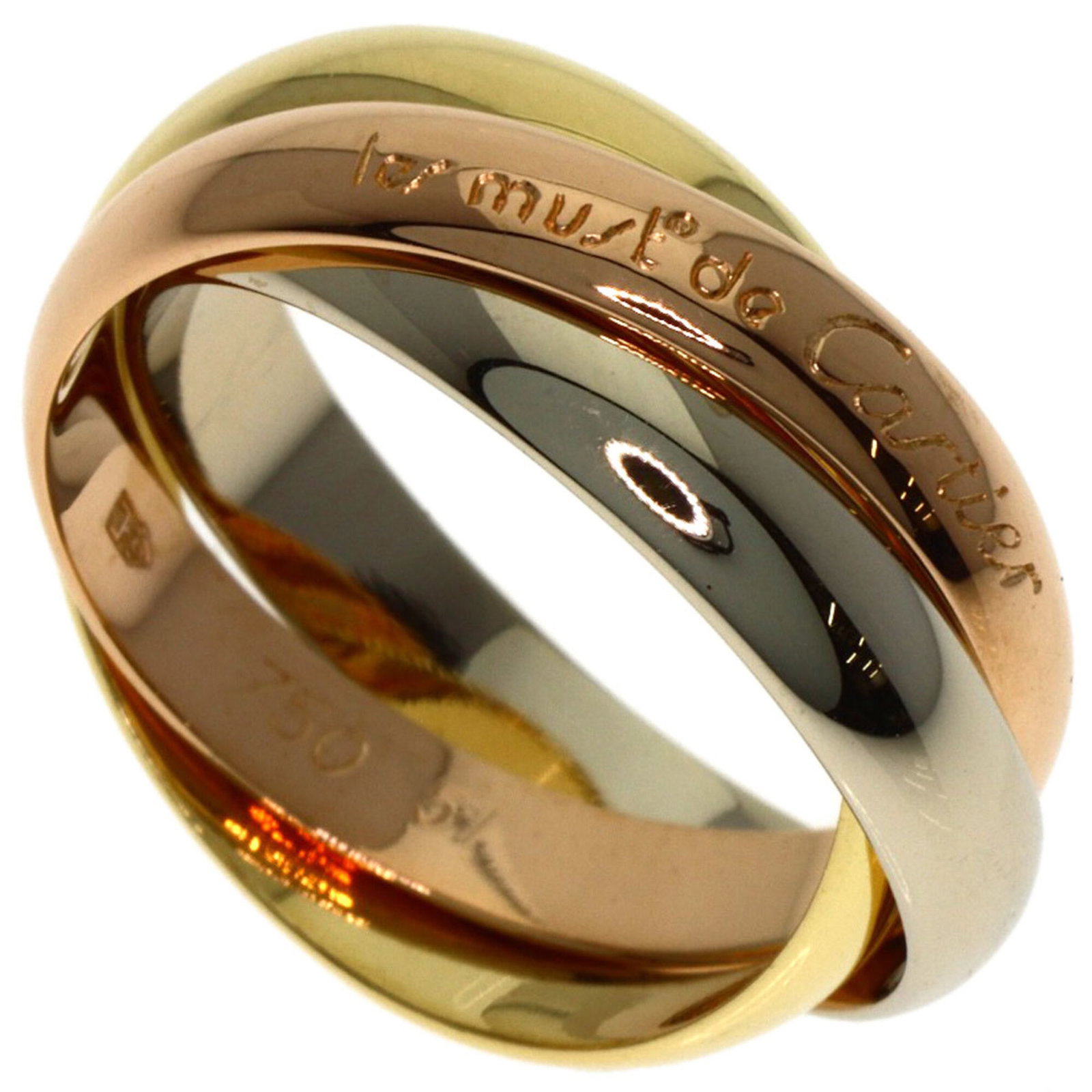 Cartier Pink 18k White 18k Yellow Gold Ring Band: Cartier Pink 18k White 18k Yellow Gold Ring Band Pink Gold (18K) and White Gold (18K) meet in perfect harmony, creating a striking Cartier band ring. The 18k Yellow Gold accents add a touch of warmth