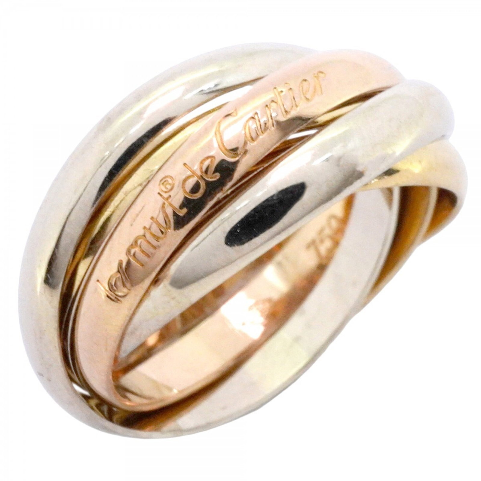 Cartier Pink 18k White 18k Yellow Gold Ring Band: Cartier Pink 18k White 18k Yellow Gold Ring Band Cartier Pink 18k White 18k Yellow Gold Ring Band features a striking combination of pink, white, and yellow gold, showcasing the luxury brand's signatu