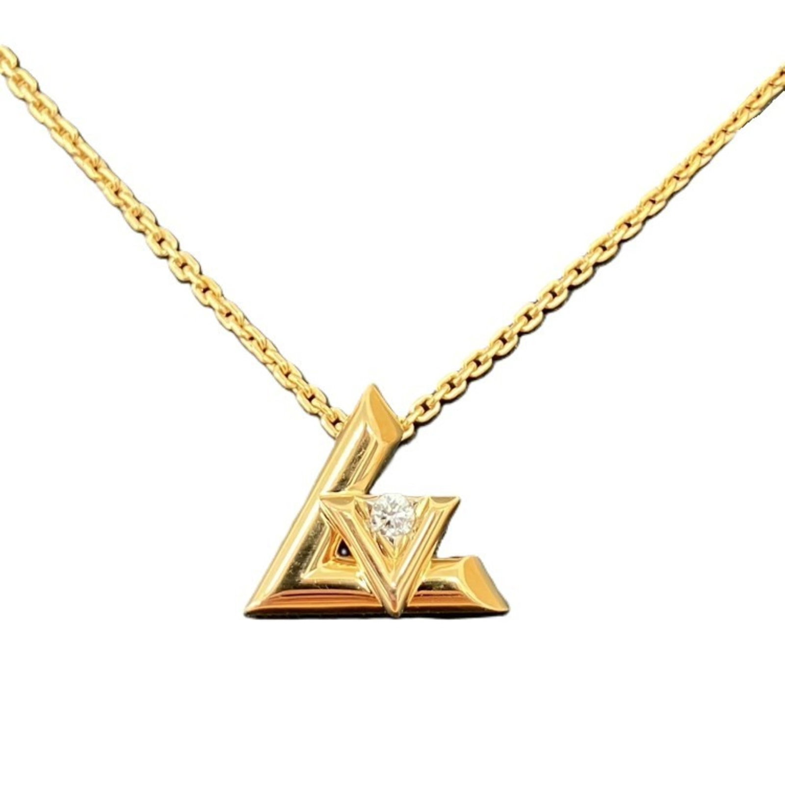 Louis Vuitton Volt One Pm 750 18K Gold Necklace: Louis Vuitton Volt One Pm 750 18K Gold Necklace Yellow Gold (18K) Louis Vuitton Volt One Pm Necklace, with its signature 11mm x 13mm pendant and 44 cm / 17.32'' chain length, adds a touch of luxury