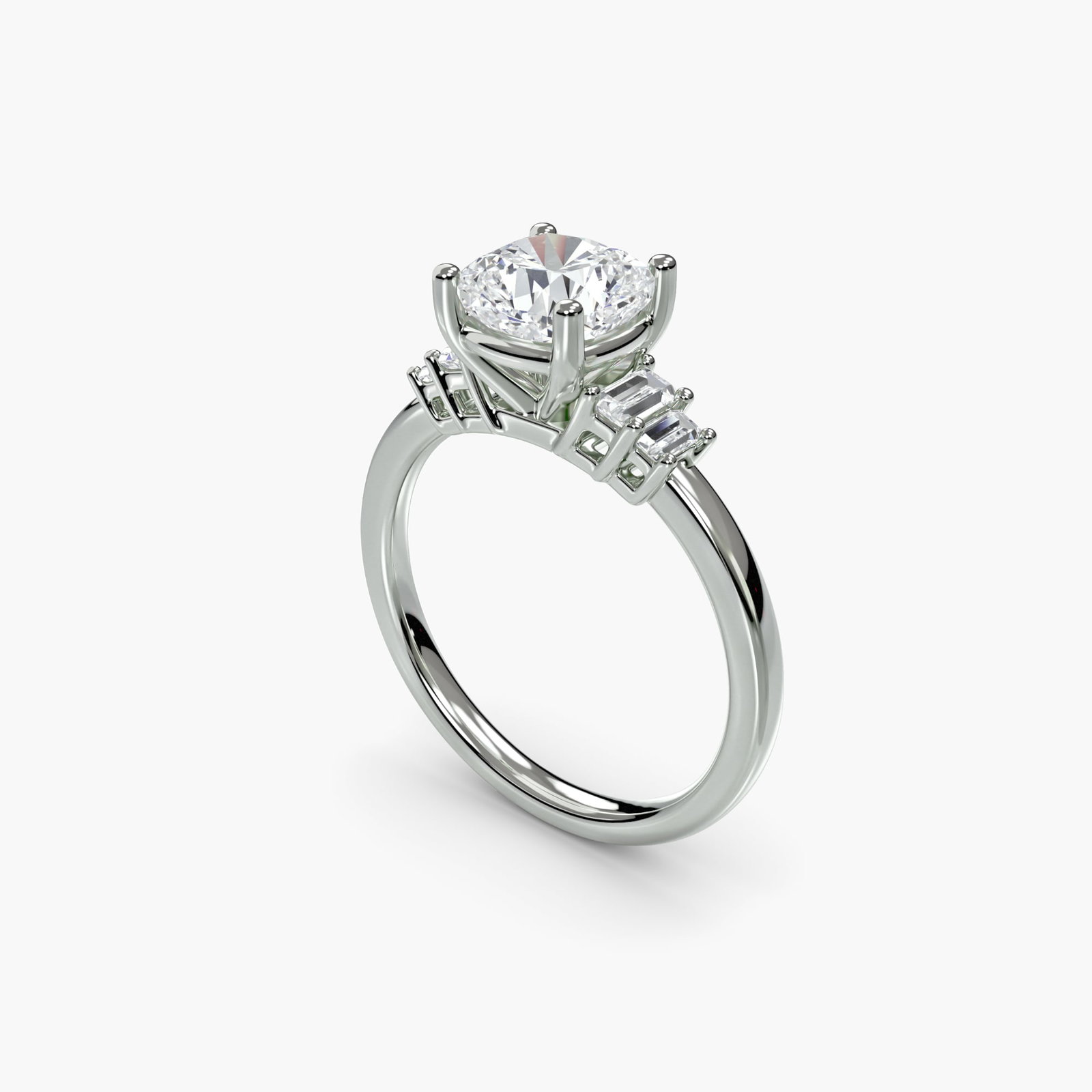 Solitaire Cushion 950 Platinum Ring Setting - 5