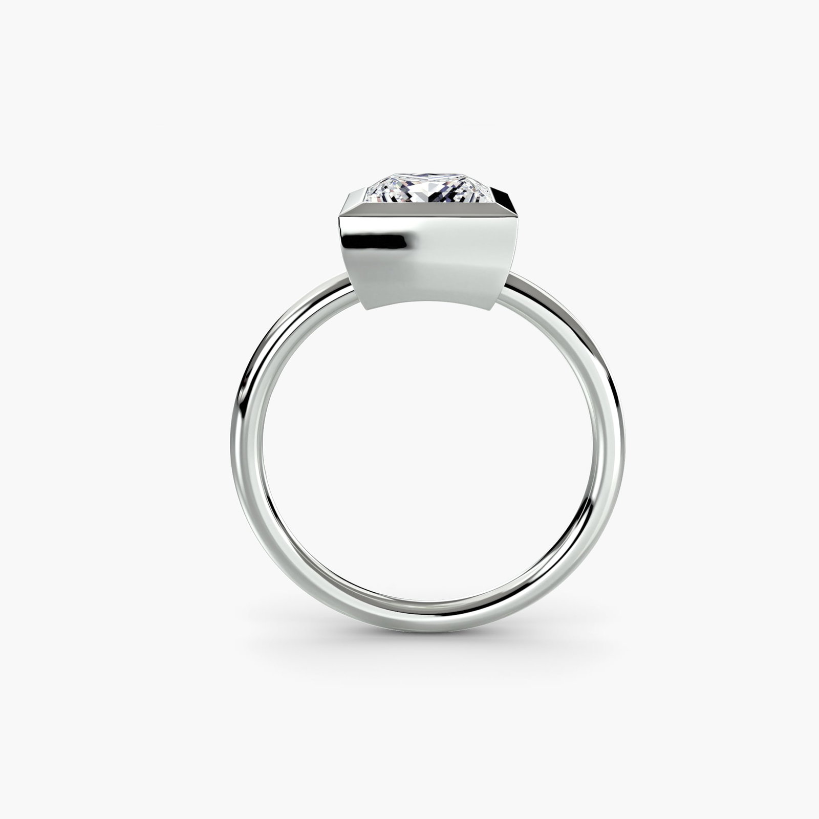 Solitaire Princess 950 Platinum Ring Setting: Solitaire Princess 950 Platinum Ring Setting Solitaire Princess ring setting made from 950 platinum, featuring a sleek princess shape with a narrow band width of 1.8mm. This stunning setting