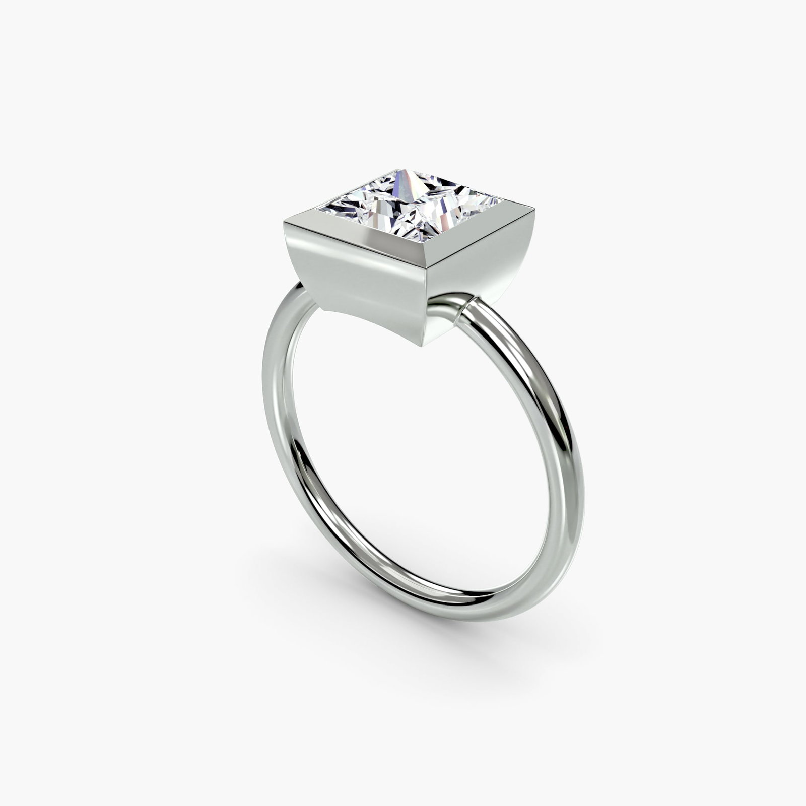Solitaire Princess 950 Platinum Ring Setting - 5