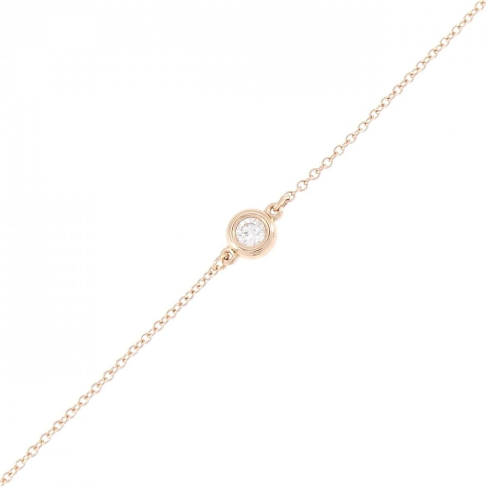 Pink Gold 18K Tiffany Charm Bracelet: Pink Gold 18K Tiffany Charm Bracelet Pink Gold 18K Tiffany Charm Bracelet features a diamond accent, measuring 0.10 carats in weight and 5.2mm in width. The 18cm long charm bracelet is made from