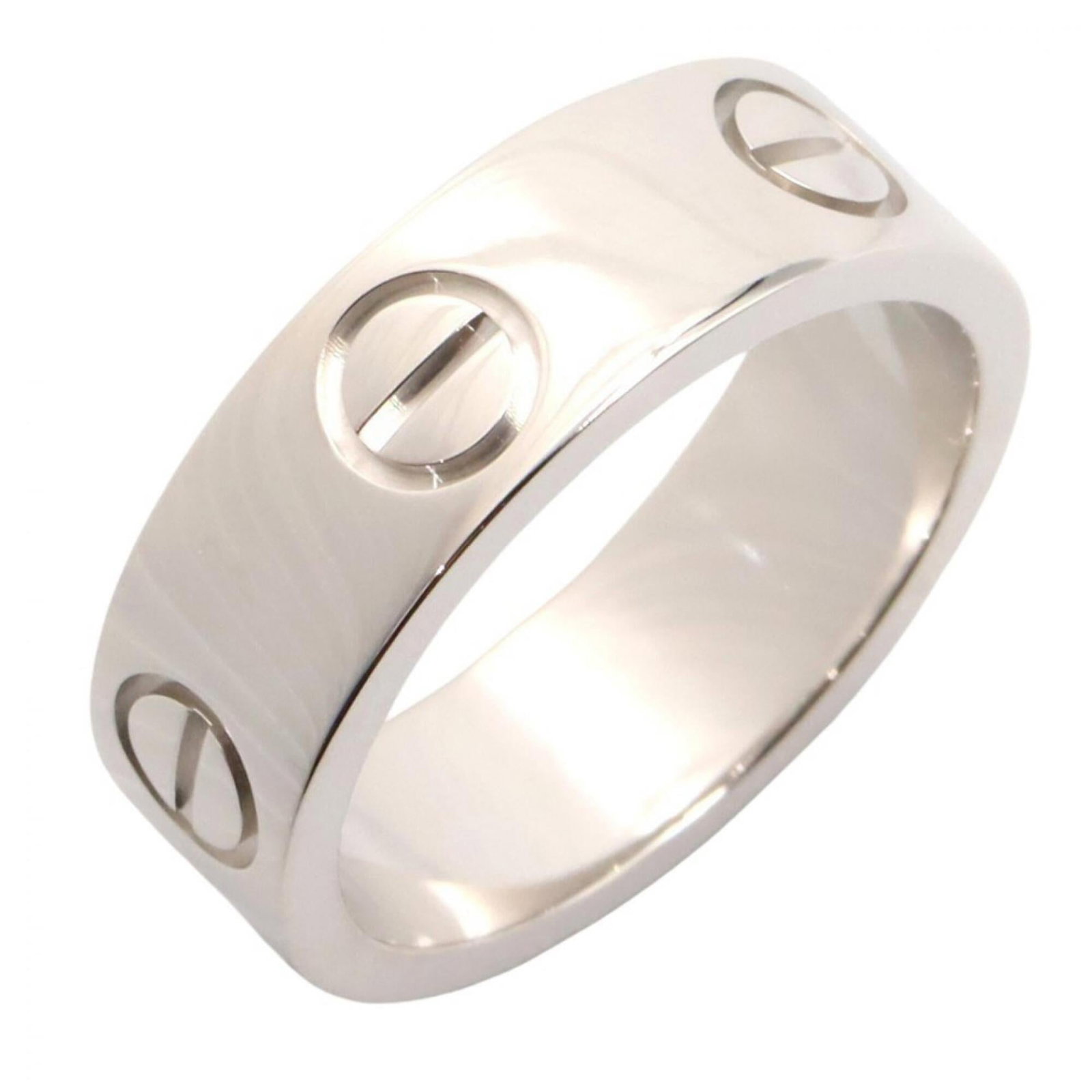 White Gold Cartier Band Ring 18K: White Gold Cartier Band Ring 18K 18K White Gold Cartier Band Ring in Excellent Condition. This beautiful band ring features white gold material and boasts the iconic Cartier brand. With its sleek