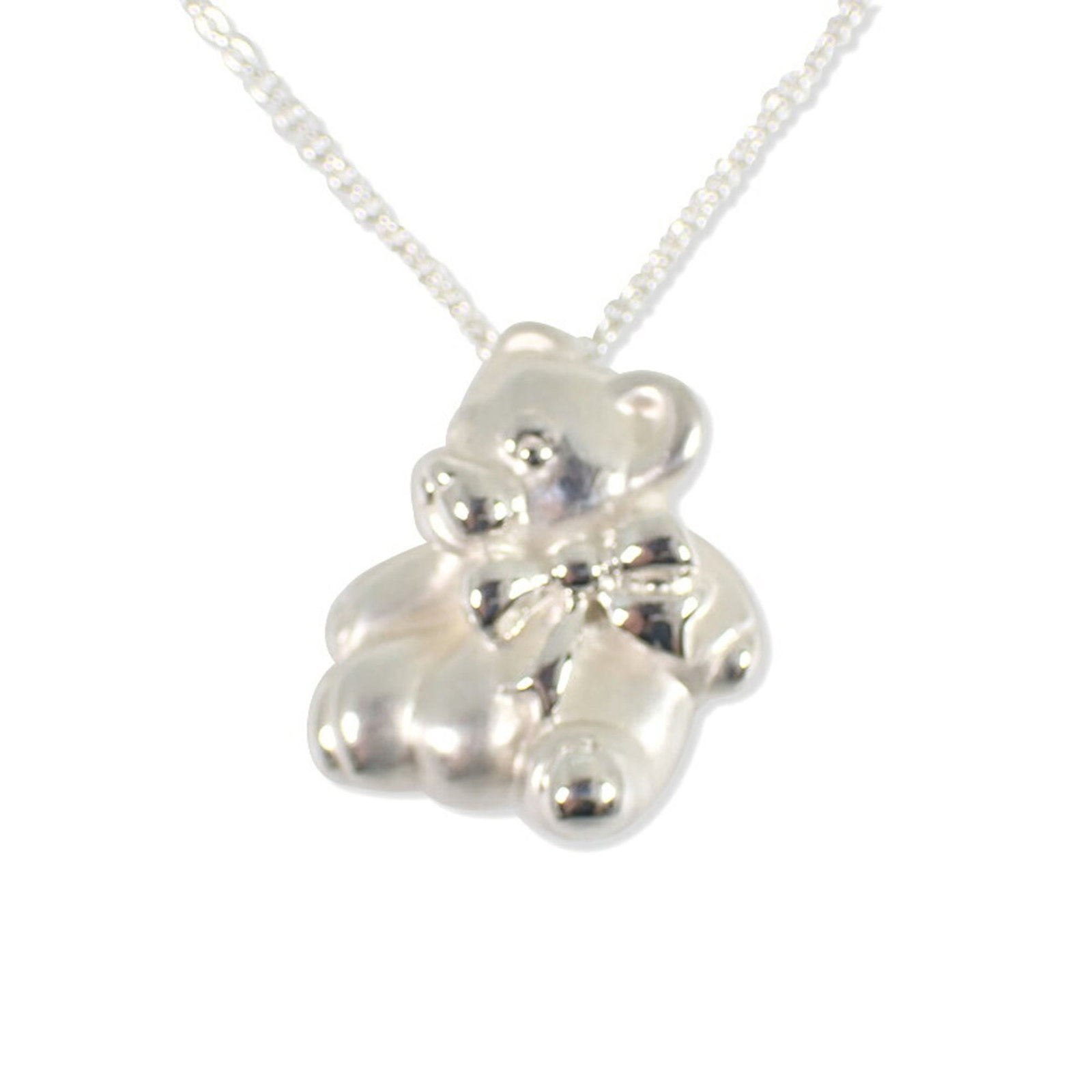 Tiffany & Co. 925 Bear Pendant Necklace: Tiffany & Co. 925 Bear Pendant Necklace Sterling silver pendant necklace from Tiffany & Co. features a 19.2mm x 17mm bear design, measuring 0.75'' x 0.66''. The necklace has a 42.5 cm / 16.73'' circum