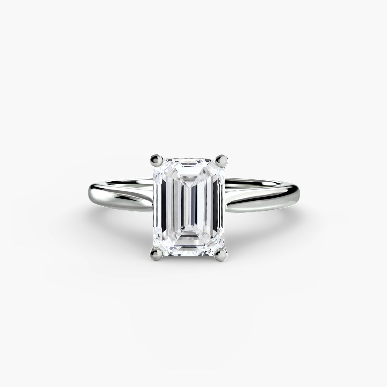 Solitaire Emerald 18Kt White Gold Ring Setting - 2