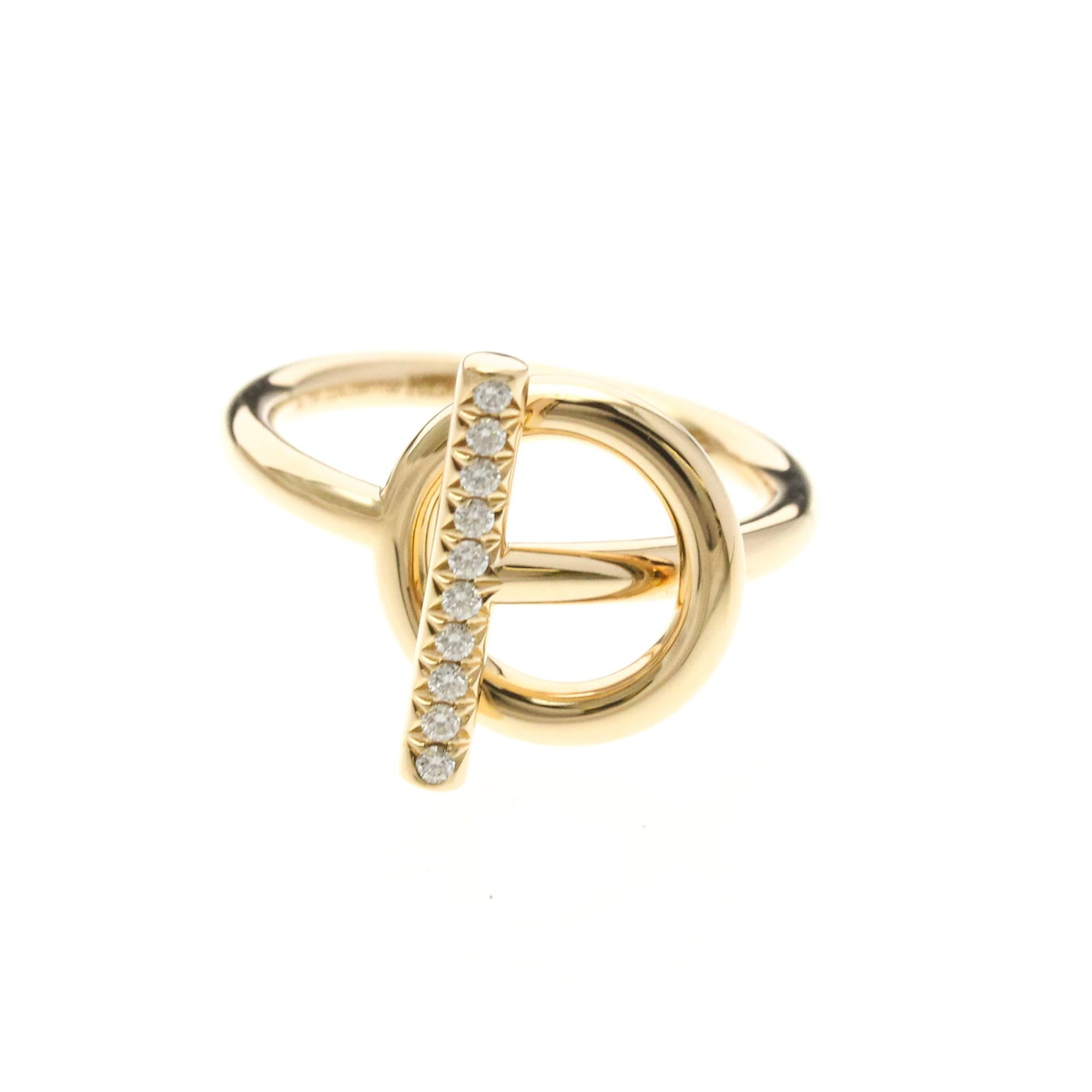 Pink Gold 18k Hermes Band Ring: Pink Gold 18k Hermes Band Ring Pink Gold 18k Hermes Band Ring features a stunning pink gold band, adorned with diamonds. This 18K gold ring boasts a sleek and sophisticated design, perfect for everyda
