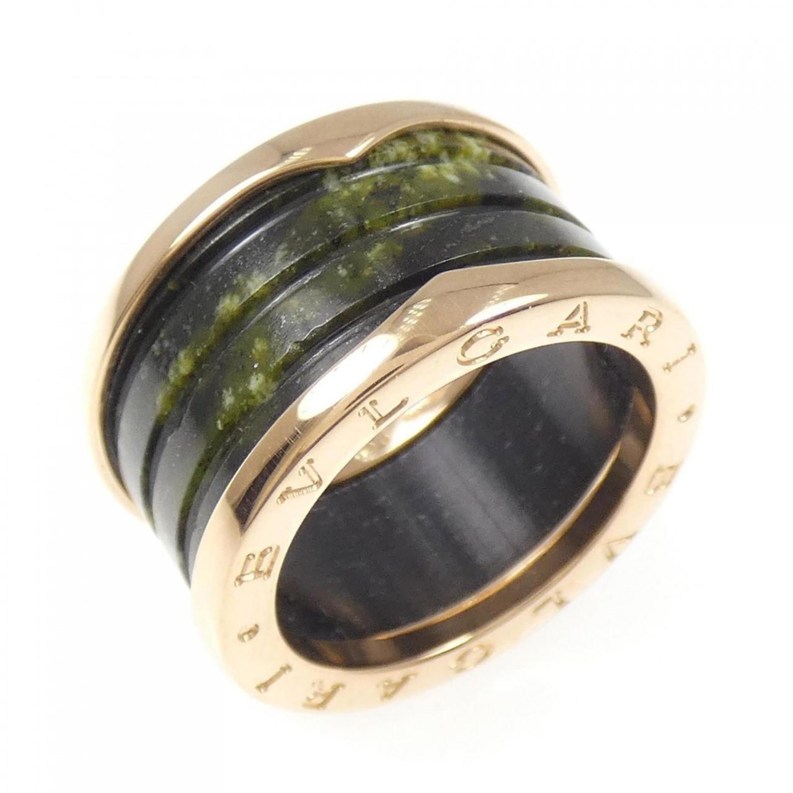 Pink Gold 18K Bvlgari Band Ring: Pink Gold 18K Bvlgari Band Ring Pink Gold 18K Bvlgari Band Ring features the iconic Italian brand's signature style, crafted from durable pink gold. With a US size 6.5 and 53 brand size, this ring is