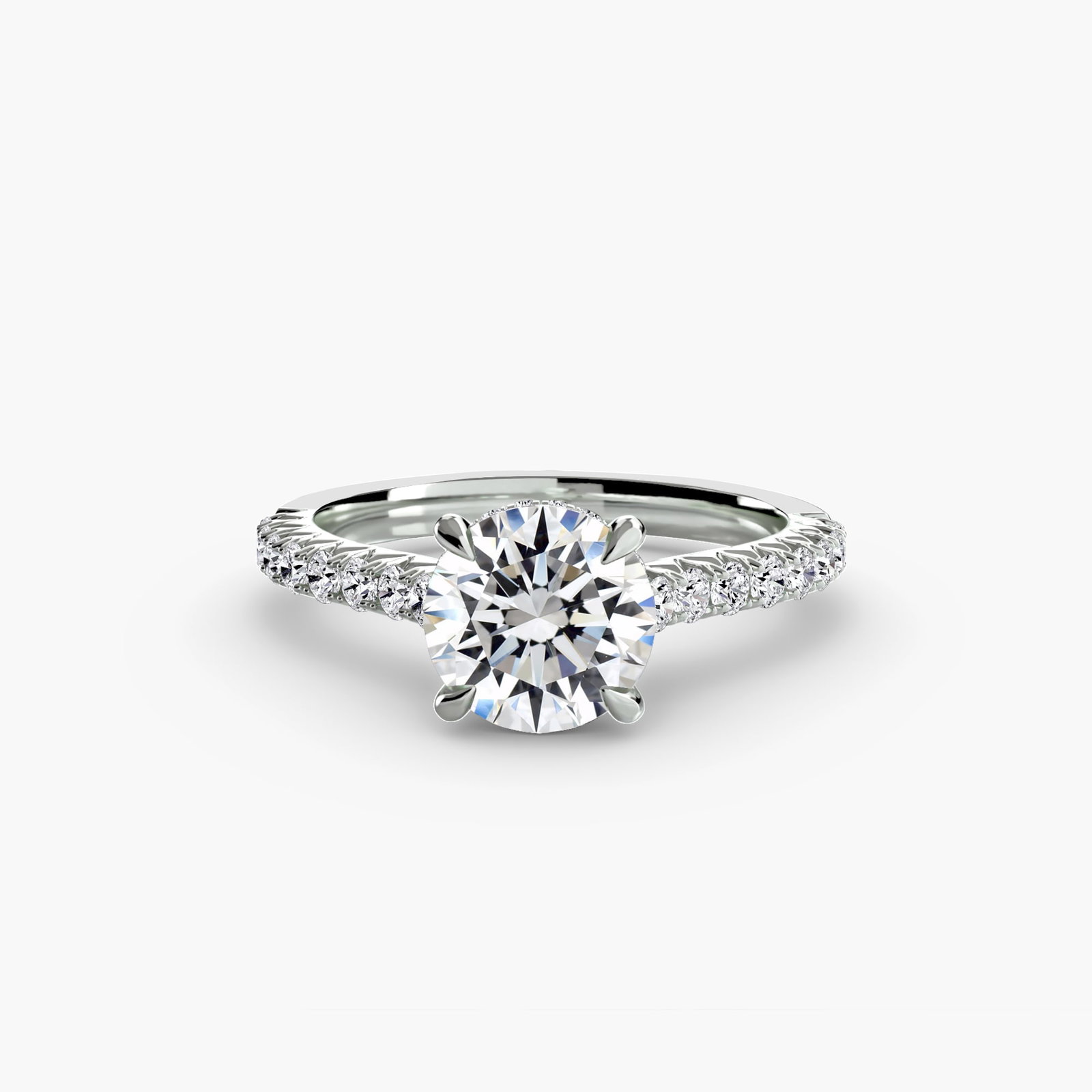 Pave Round 950 Platinum Ring Setting - 2