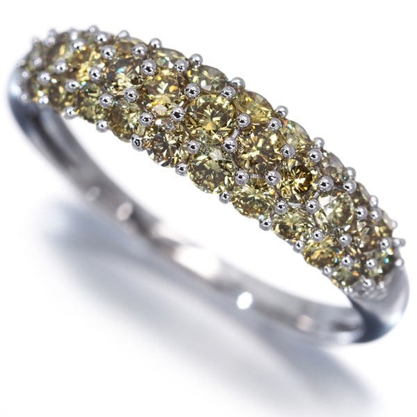 Gstv Ring Yellow Diamond 1.15Ct Paved Us9.25-9.5 18K 750 White Gold: Gstv Ring Yellow Diamond 1.15Ct Paved Us9.25-9.5 18K 750 White Gold 18k white gold ring features a 1.15ct yellow diamond, pave-set for a sparkling effect. The natural diamond main stone is set in a
