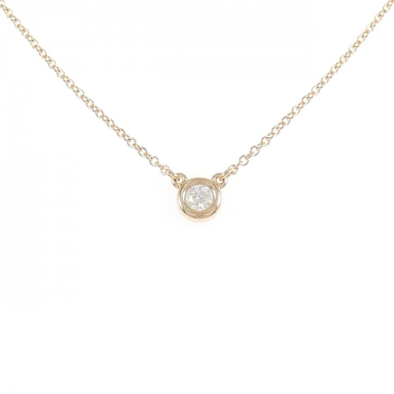 Tiffany by the yard necklace 0.10ct: Tiffany by the yard necklace 0.10ct Tiffany by the yard necklace features a 0.10ct pink gold (18K) diamond pendant, set in a classic design with a 41 cm / 16.14'' neck circumference and a 5.2mm / 0.2'