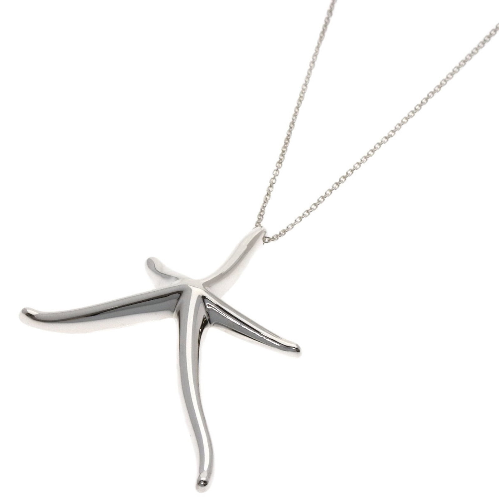 Women's Starfish Necklace Medium Silver Tiffany: Women's Starfish Necklace Medium Silver Tiffany Medium silver Tiffany women's starfish necklace, featuring a 50.1mm x 39mm pendant with a subtle shine. The necklace has a comfortable 47 cm / 18.5'' ci