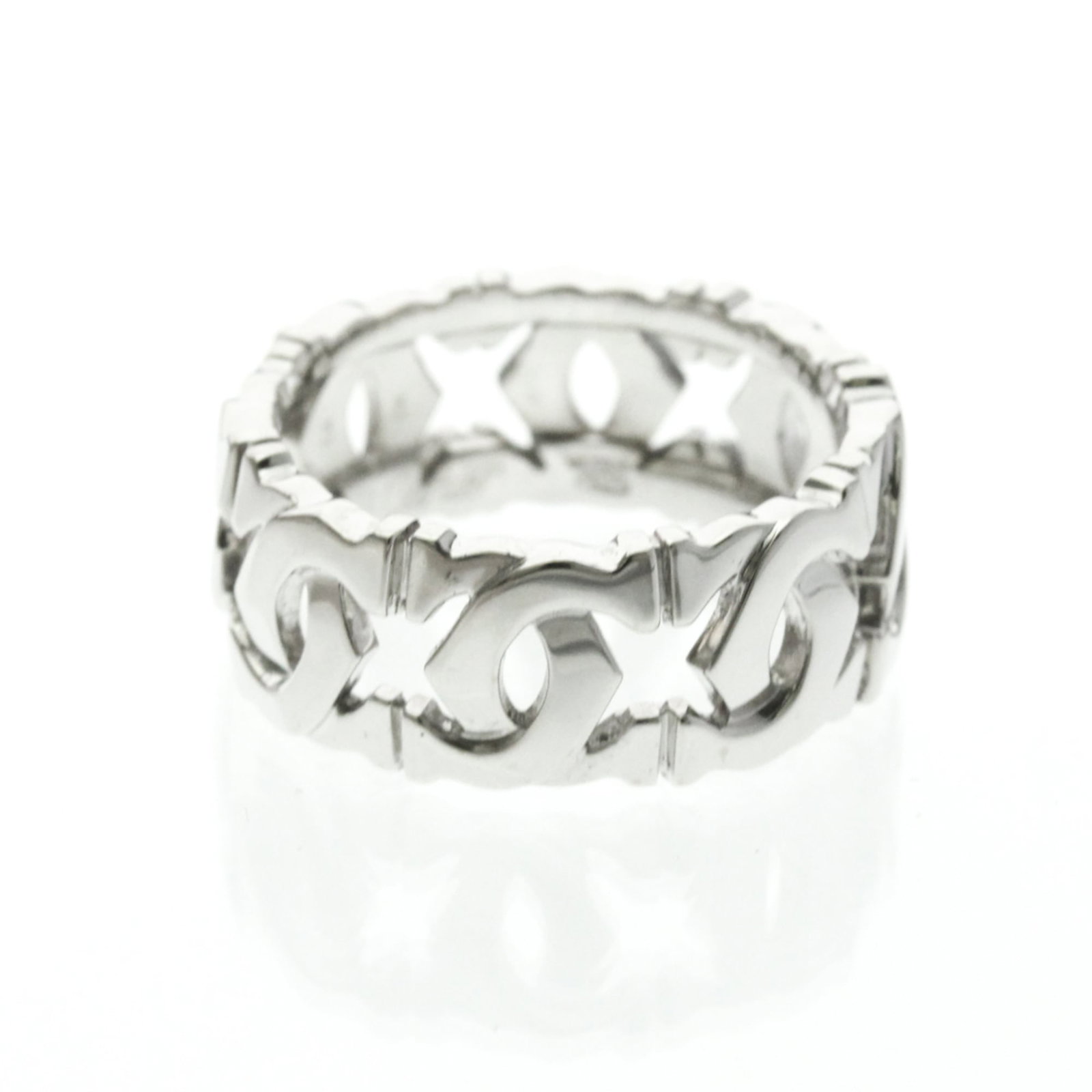 White Gold Cartier Band Ring 18K: White Gold Cartier Band Ring 18K 18K White Gold Cartier Band Ring for Men and Women, Available Now. This elegant band ring features 18K white gold metal with a silver finish, measuring 7.8mm in width