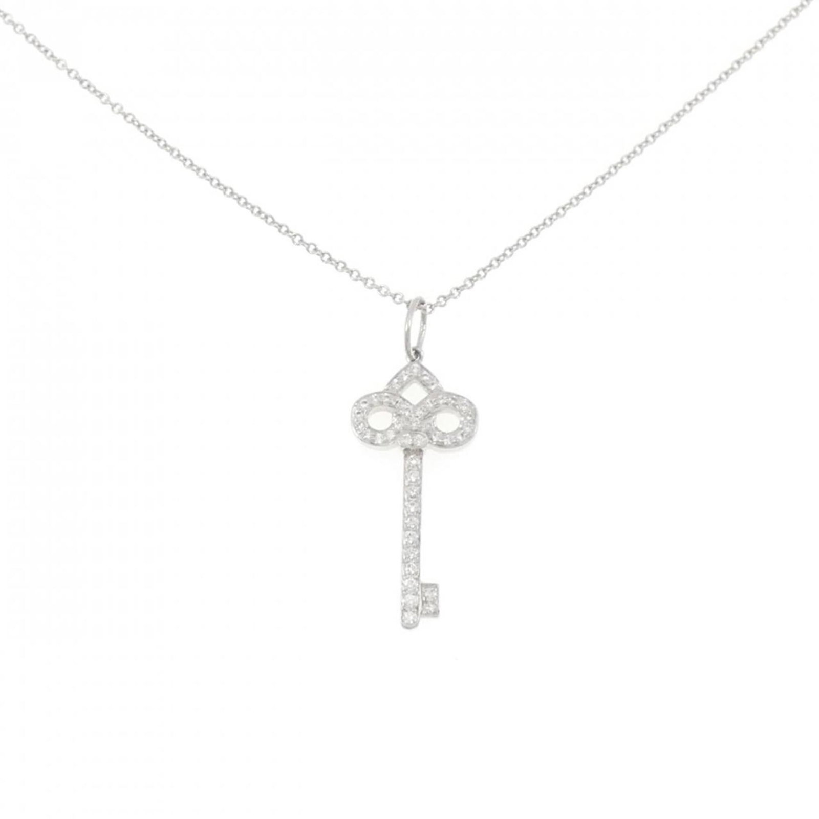 Fleur De Lis Key Tiffany Necklace: Fleur De Lis Key Tiffany Necklace Platinum 950 Fleur De Lis Key Tiffany Necklace in Silver, featuring a 27.9mm x 10.6mm pendant with a silver finish, set on a 45cm platinum chain. The necklace bears