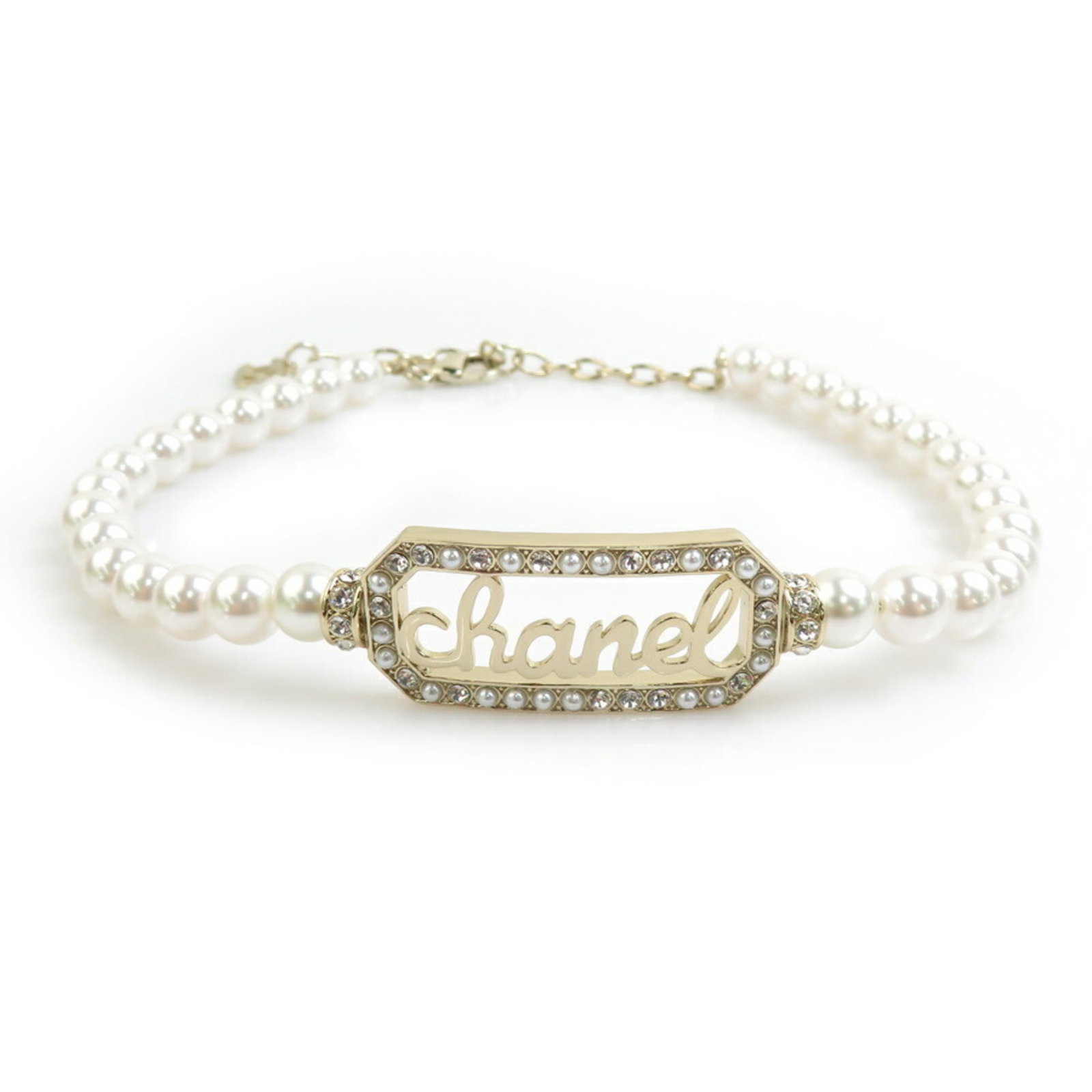 Chanel Choker In Metal And Faux Pearl Gold White Women'S 90213I (1 of 5)