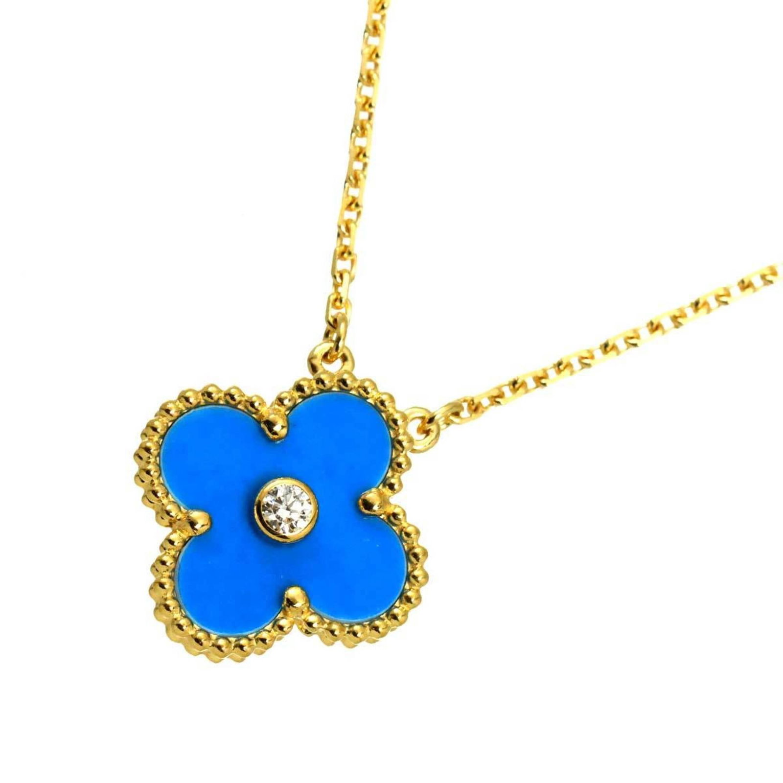 Van Cleef & Arpels Alhambra Blue Sable Diamond Necklace 42Cm 18K Yellow Gold 750 2019 Holiday: Van Cleef & Arpels Alhambra Blue Sable Diamond Necklace 42Cm 18K Yellow Gold 750 2019 Holiday Van Cleef & Arpels Alhambra Blue Sable Diamond Necklace, crafted in 18K yellow gold and featuring a
