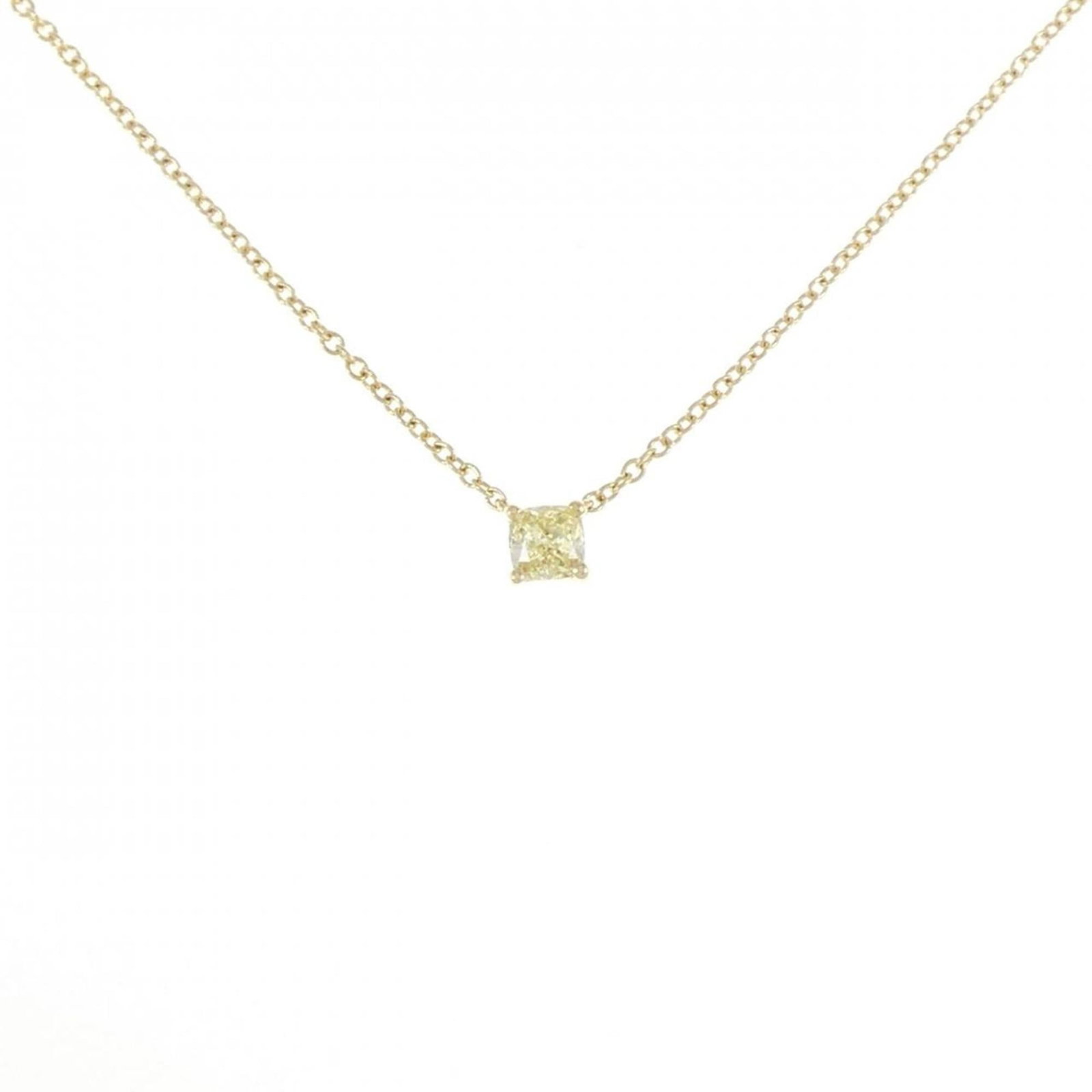 Tiffany Diamond Necklace 0.23Ct Fiy Si1: Tiffany Diamond Necklace 0.23Ct Fiy Si1 Yellow gold (18K) Tiffany necklace features a 0.23 carat Fiy Si1 diamond pendant, set in a classic design that exudes timeless elegance. The necklace's 36 cm ci