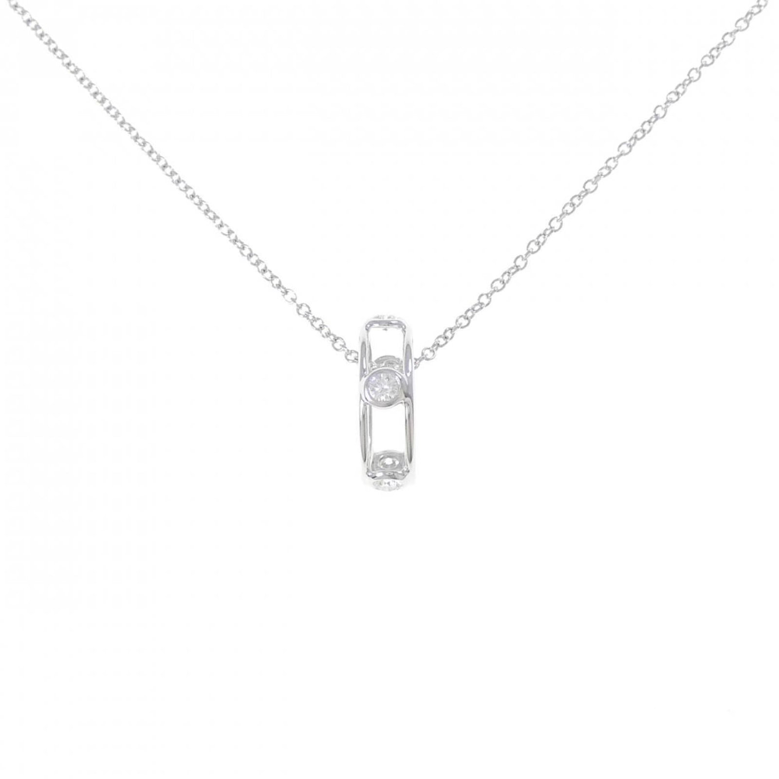 Wire necklace Double Tiffany: Wire necklace Double Tiffany Double Tiffany wire necklace in white gold, featuring a stunning diamond pendant. The 40cm chain offers a versatile length for everyday wear, while the 13.4mm x 4mm
