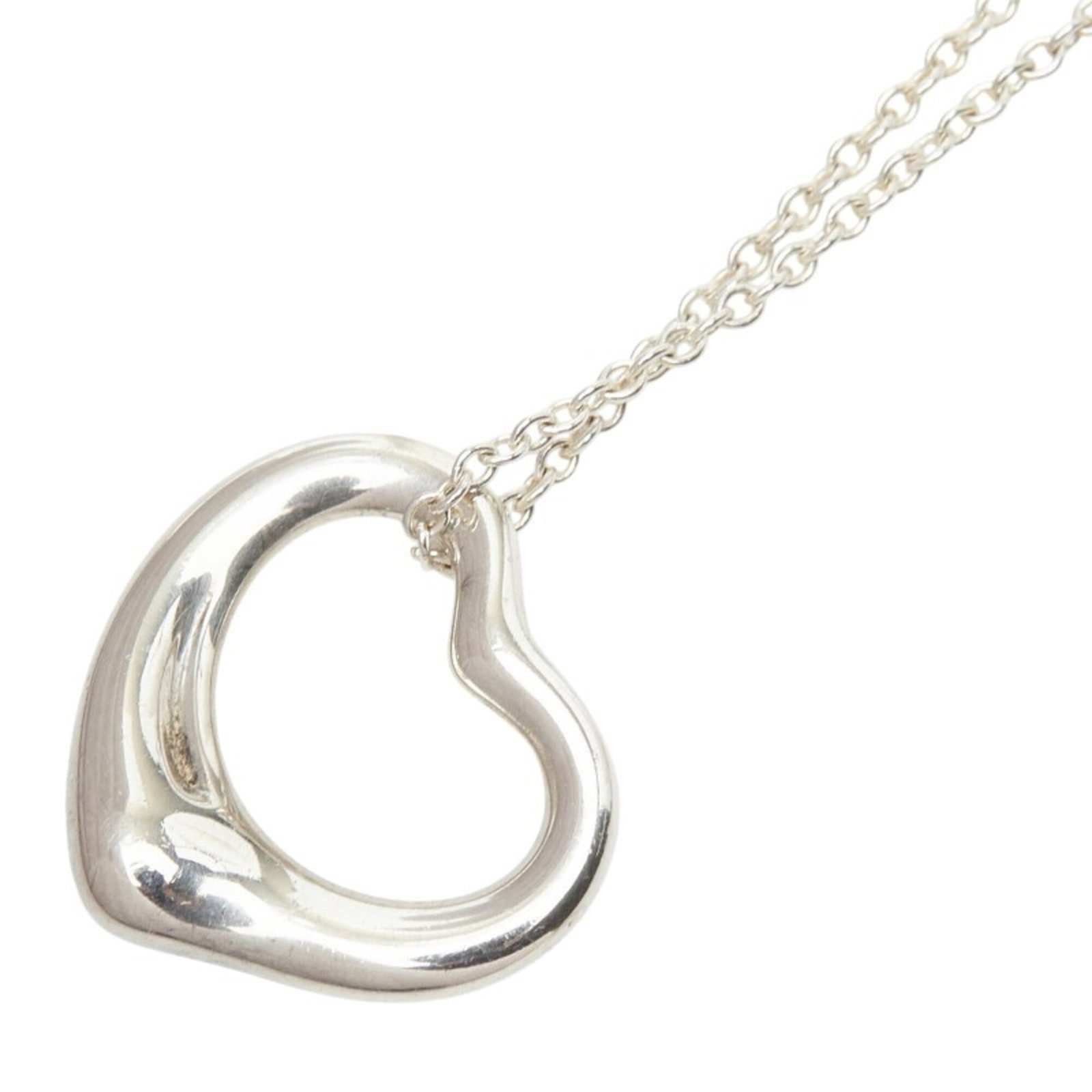 Tiffany and Co open heart necklace women's silver Sv925.: Tiffany and Co open heart necklace women's silver Sv925. Silver Tiffany and Co open heart necklace in good condition, featuring a 41cm chain circumference and a 13.7mm x 15.6mm pendant made from sterl