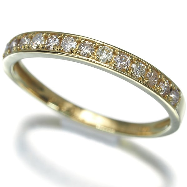 Diamond 0.24Ct Half Eternity Ring 18K 750 Yellow Gold: Diamond 0.24Ct Half Eternity Ring 18K 750 Yellow Gold Yellow gold 18k setting showcases a natural diamond, totaling 0.24 carats in the center. The ring's elegant design features an eternity band