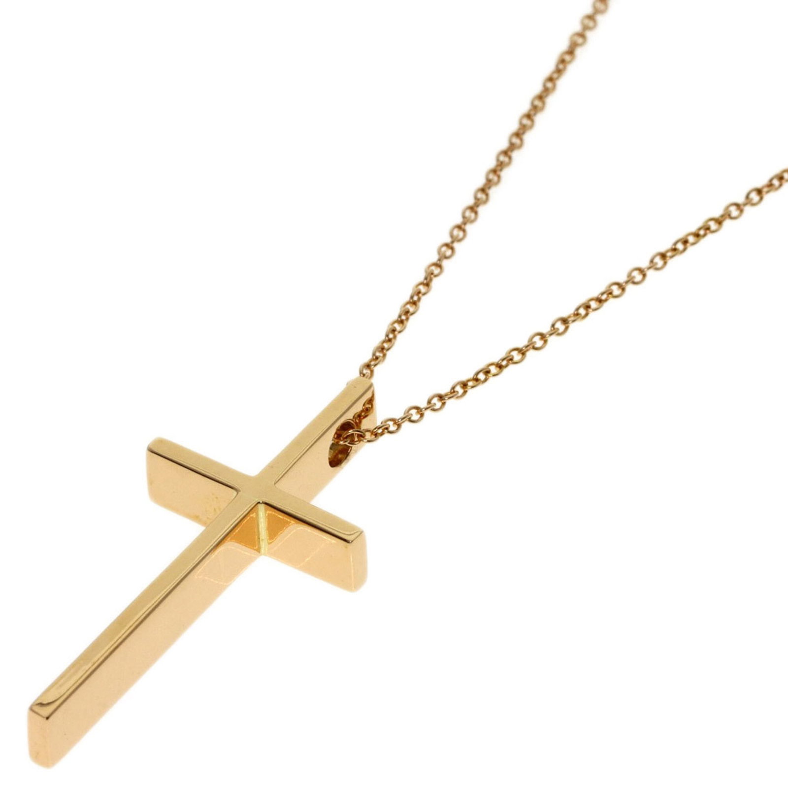 Tiffany & Co. Cross Necklace 18K Pink Gold Women'S.: Tiffany & Co. Cross Necklace 18K Pink Gold Women'S. 18K pink gold necklace with a classic cross design, crafted by Tiffany & Co. The necklace boasts a timeless elegance and sophistication, making it a