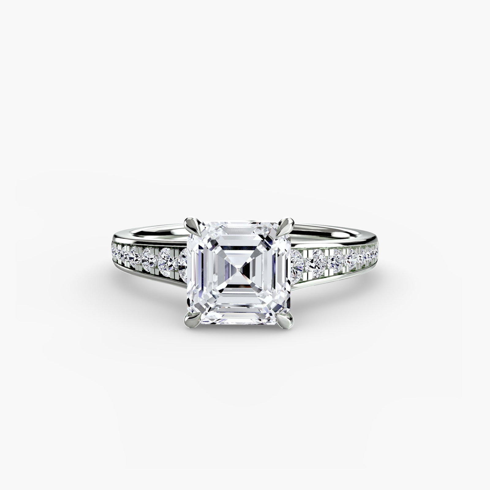 Pave Asscher 950 Platinum Ring Setting - 2
