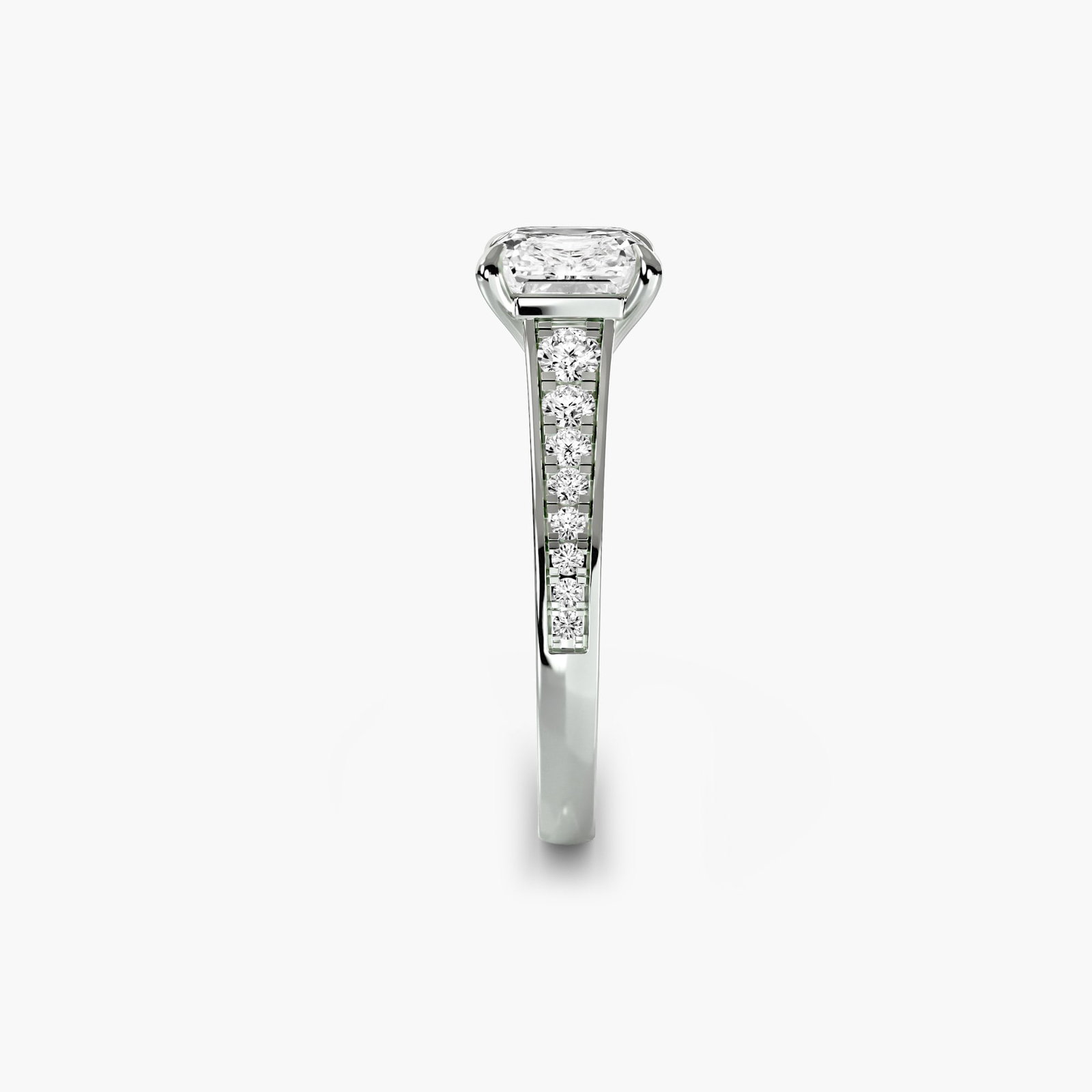 Pave Asscher 950 Platinum Ring Setting - 3
