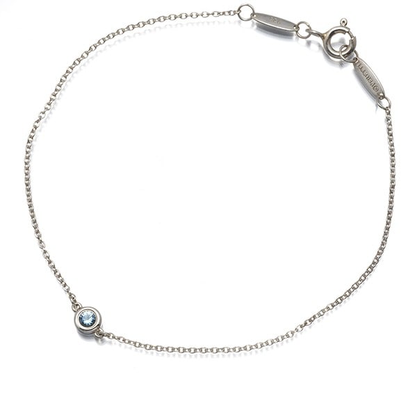 Color 925 Sterling Silver Tiffany&Co. Aquamarine Yard By Bracelet (1 of 4)