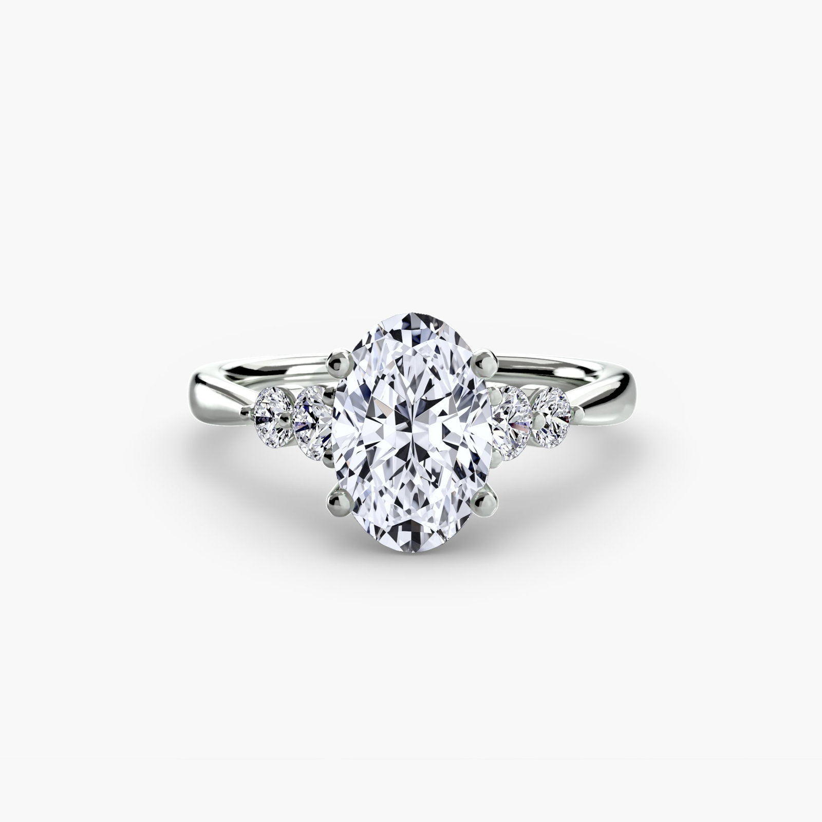 Solitaire Oval 18Kt White Gold Ring Setting - 2